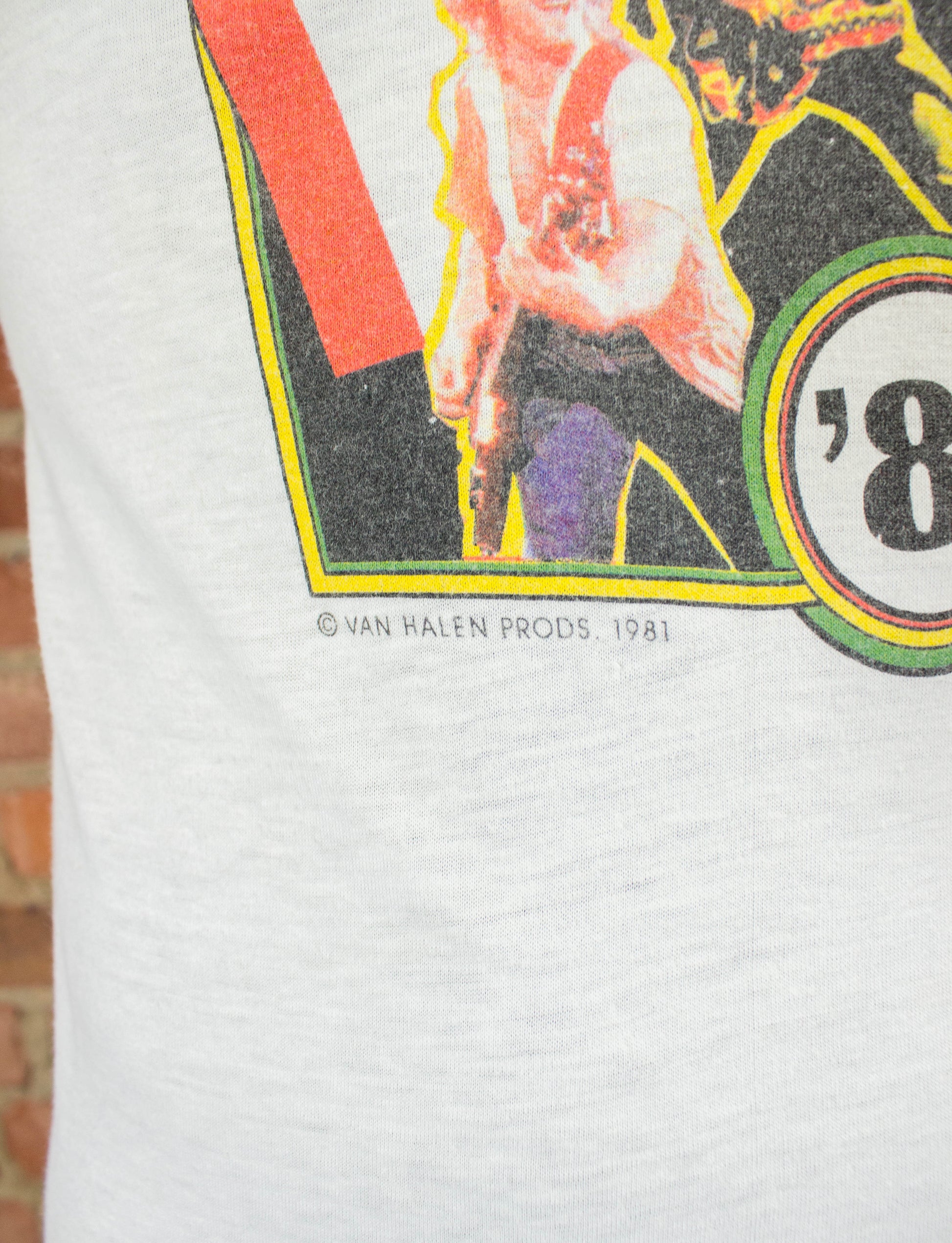 Van Halen 1981 Fair Warning Tour Black and White Raglan Jersey Concert T Shirt Unisex Small