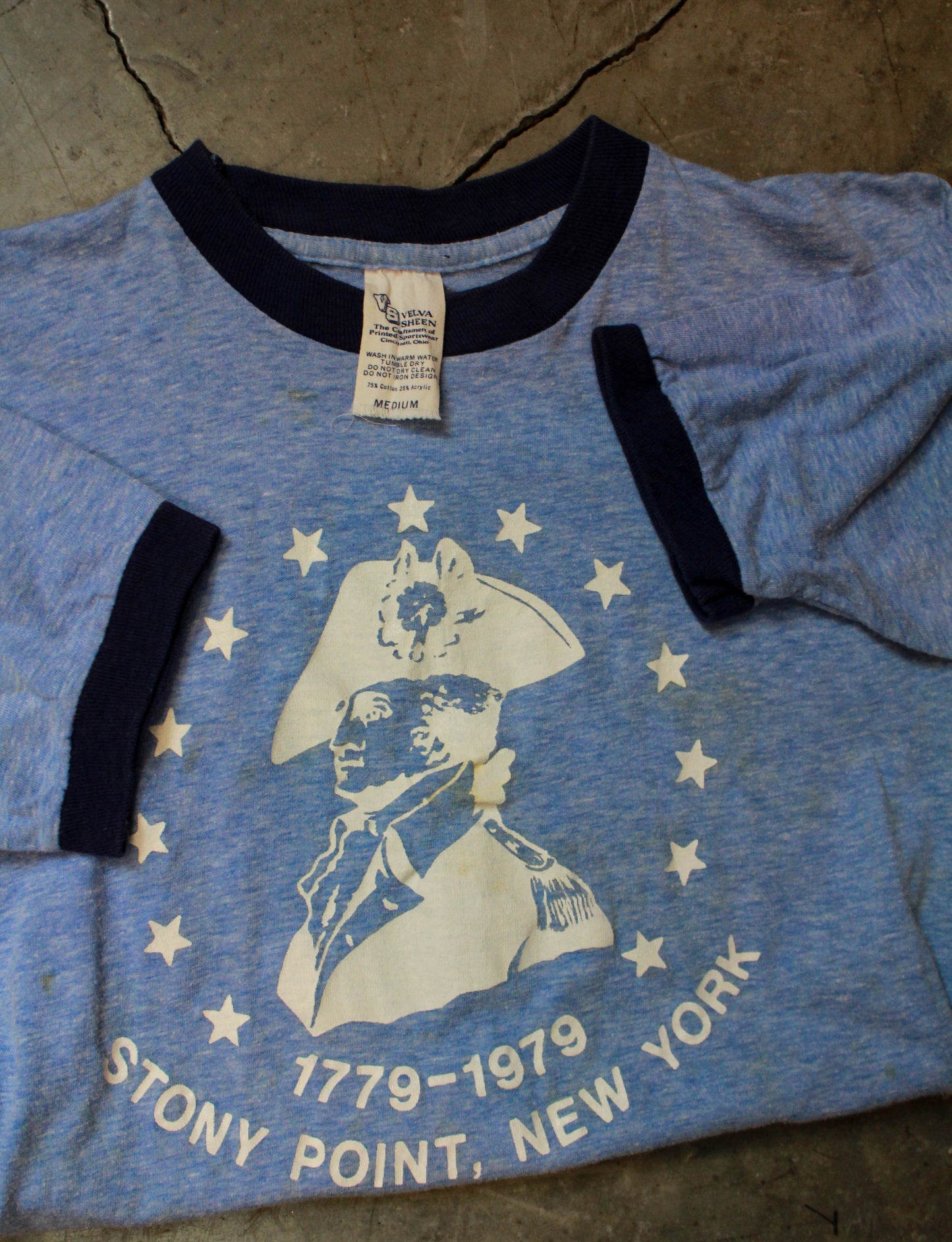Vintage '79 Stony Point New York Graphic T Shirt Ringer Unisex Small 