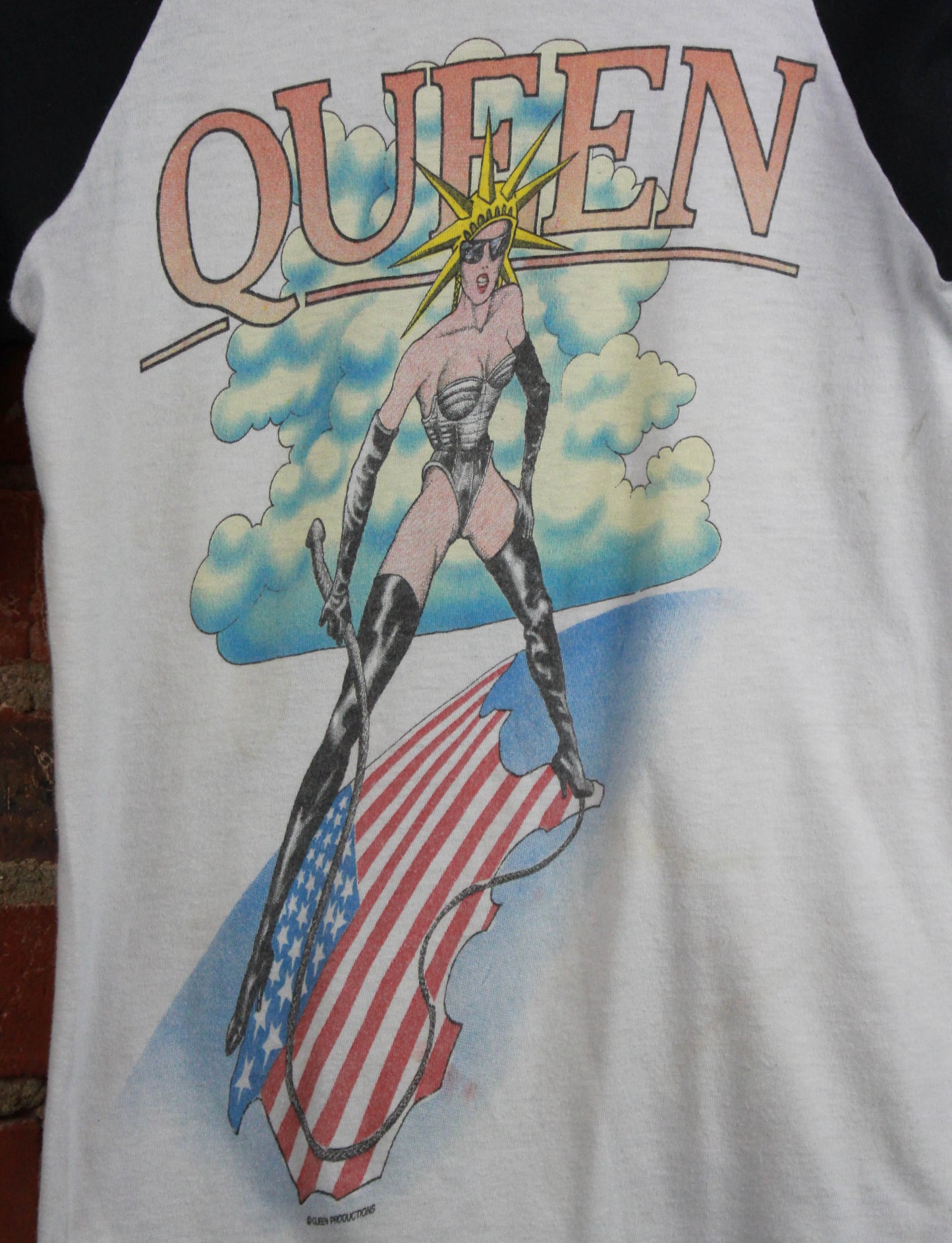 Vintage 1981 Queen Concert T Shirt Raglan Jersey Tour Tee White Black XS