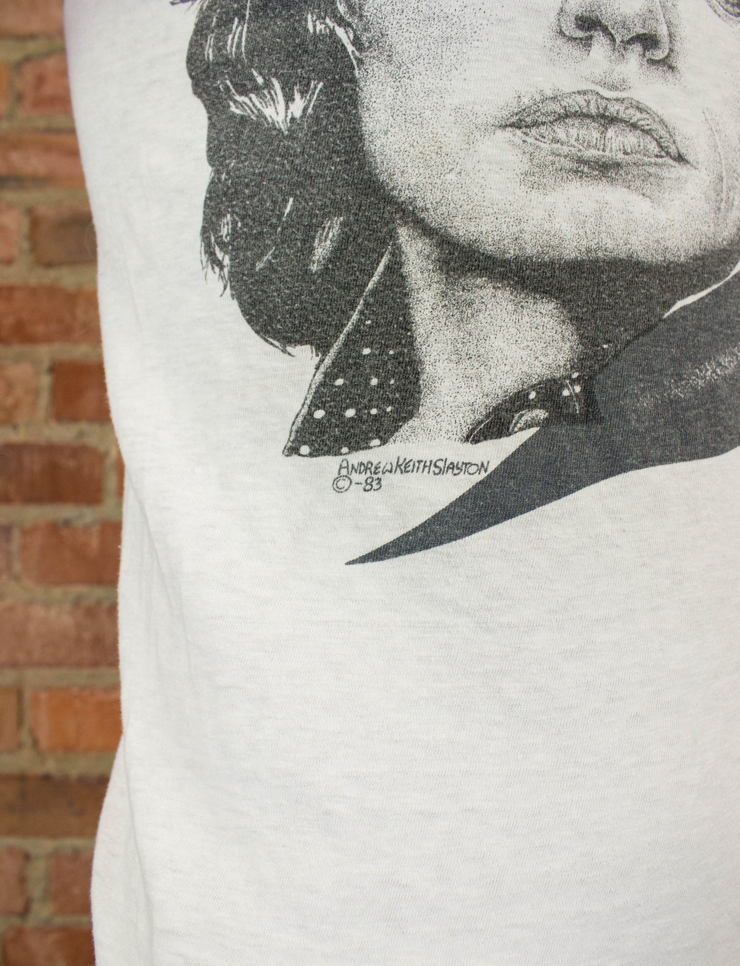 Vintage 1983 Mick Jagger Face Portrait White Concert T Shirt Size XS