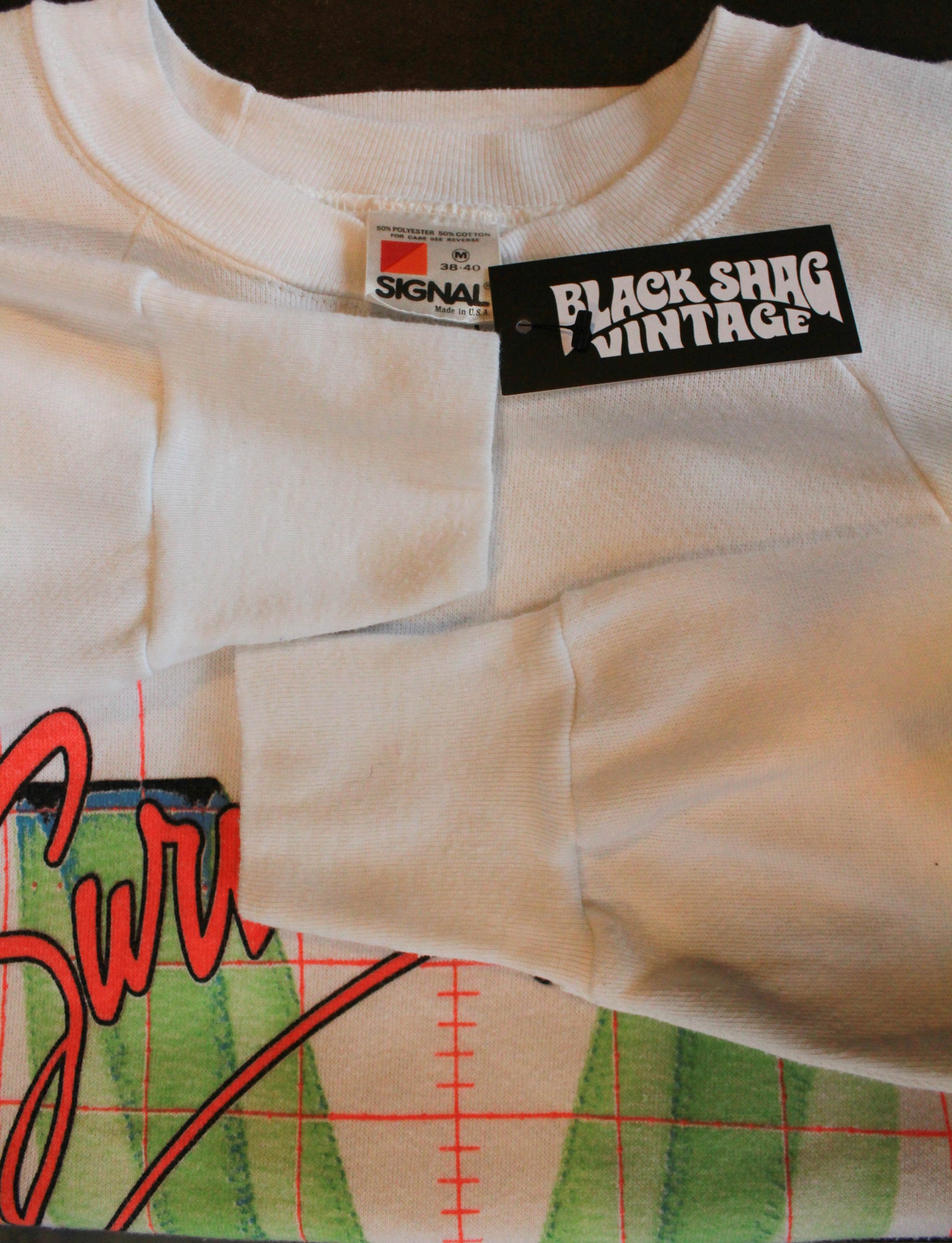 Vintage 1984-85 Survivor Concert Sweatshirt Vital Signs Tour Crew Neck Pullover Neon White Unisex Small/Medium
