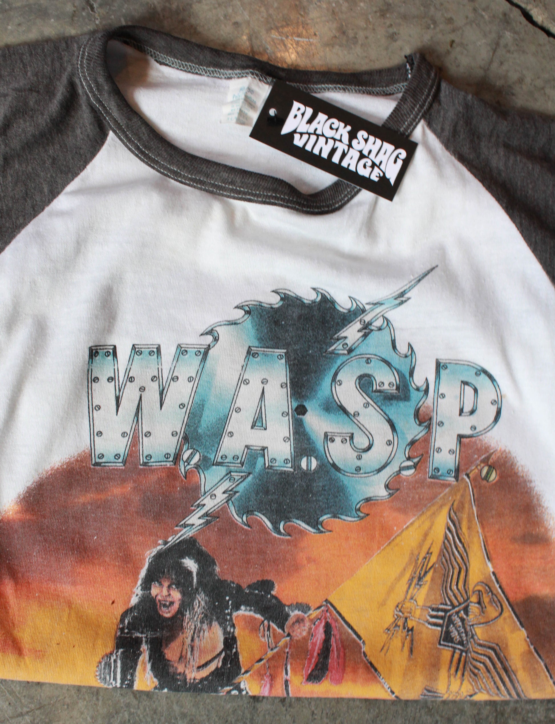 Vintage 1985 W.A.S.P. Concert T Shirt The Last Command Cut Off Raglan Jersey White Unisex Large/XL