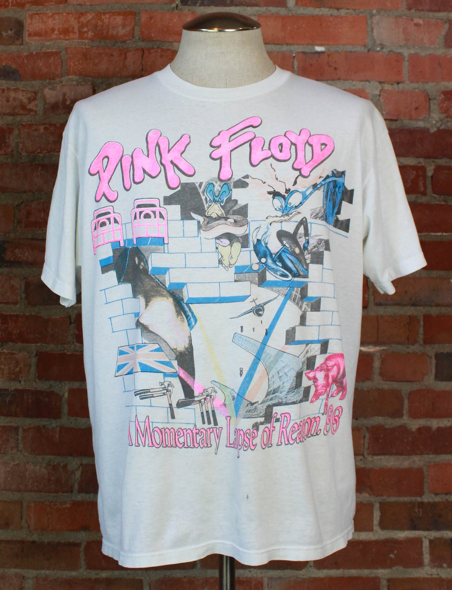 Vintage 1988 Pink Floyd Concert T Shirt Momentary Lapse of Reason Nassau Coliseum Sold Out Show White Unisex XL