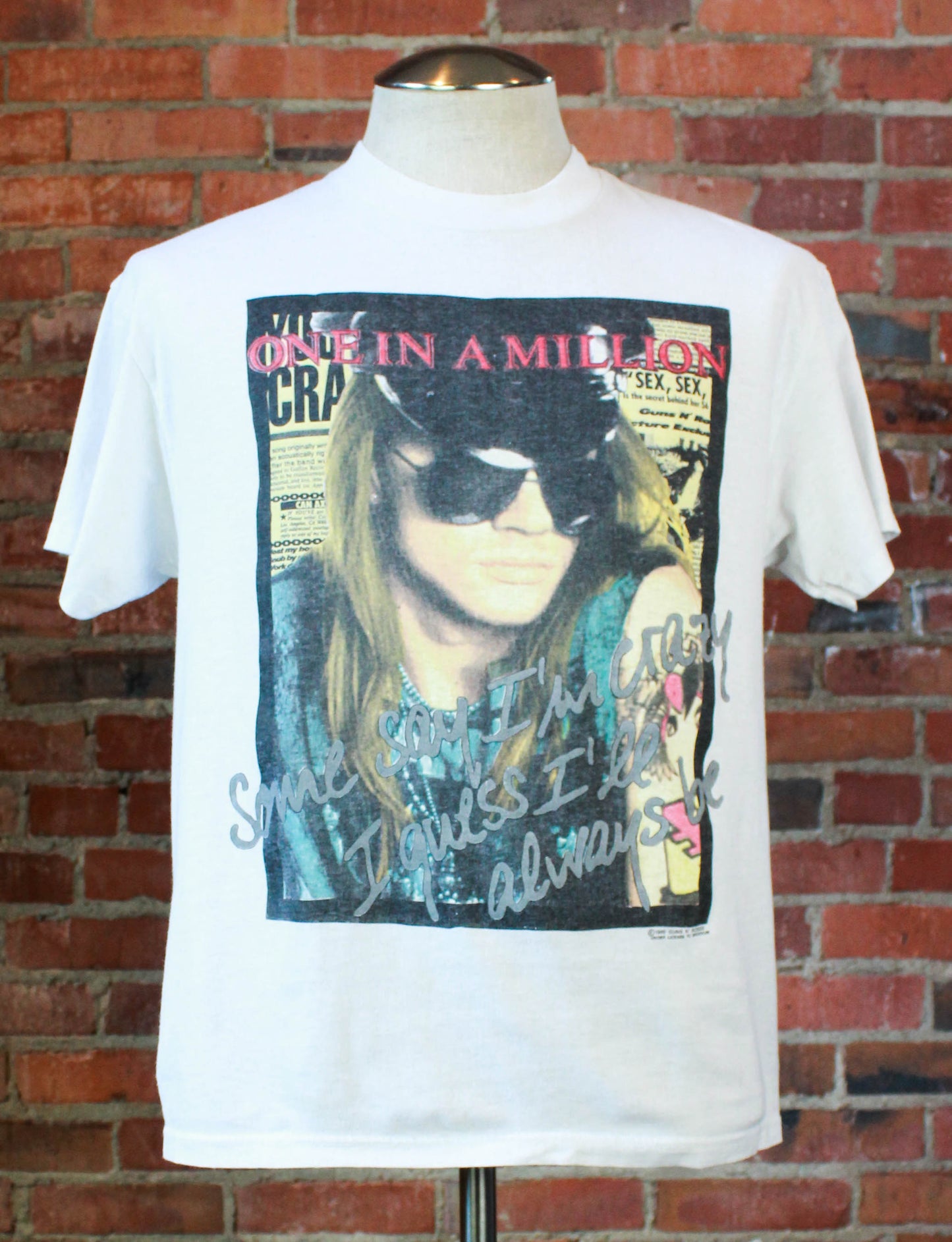 Vintage 1989 Guns 'N' Roses Concert T Shirt One In A Million Lies White Unisex Medium/LargeVintage Guns 'N' Roses One In A Million Lies Concert T Shirt 1989 White Medium