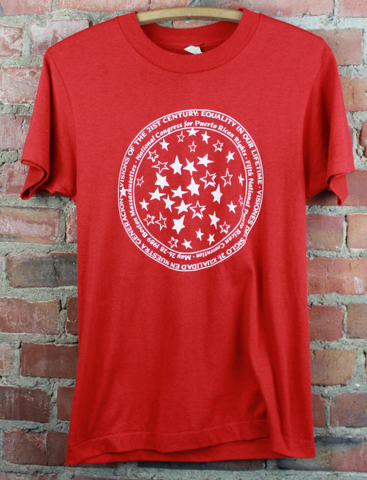 Vintage 1989 Puerto Rican Rights Conference Graphic T Shirt Red Unisex Small