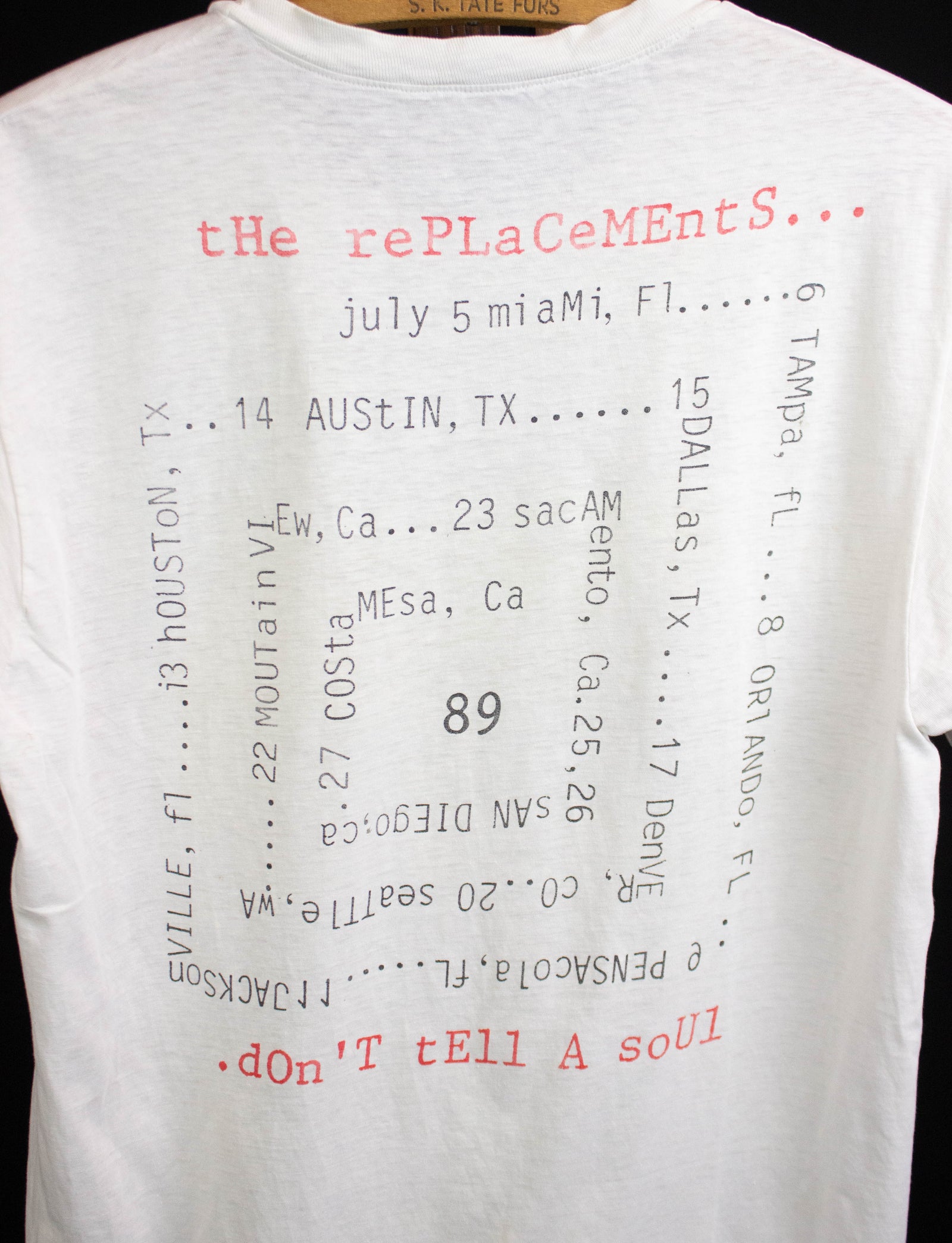 Vintage 1989 The Replacements Don't Tell a Soul Concert T Shirt White Large