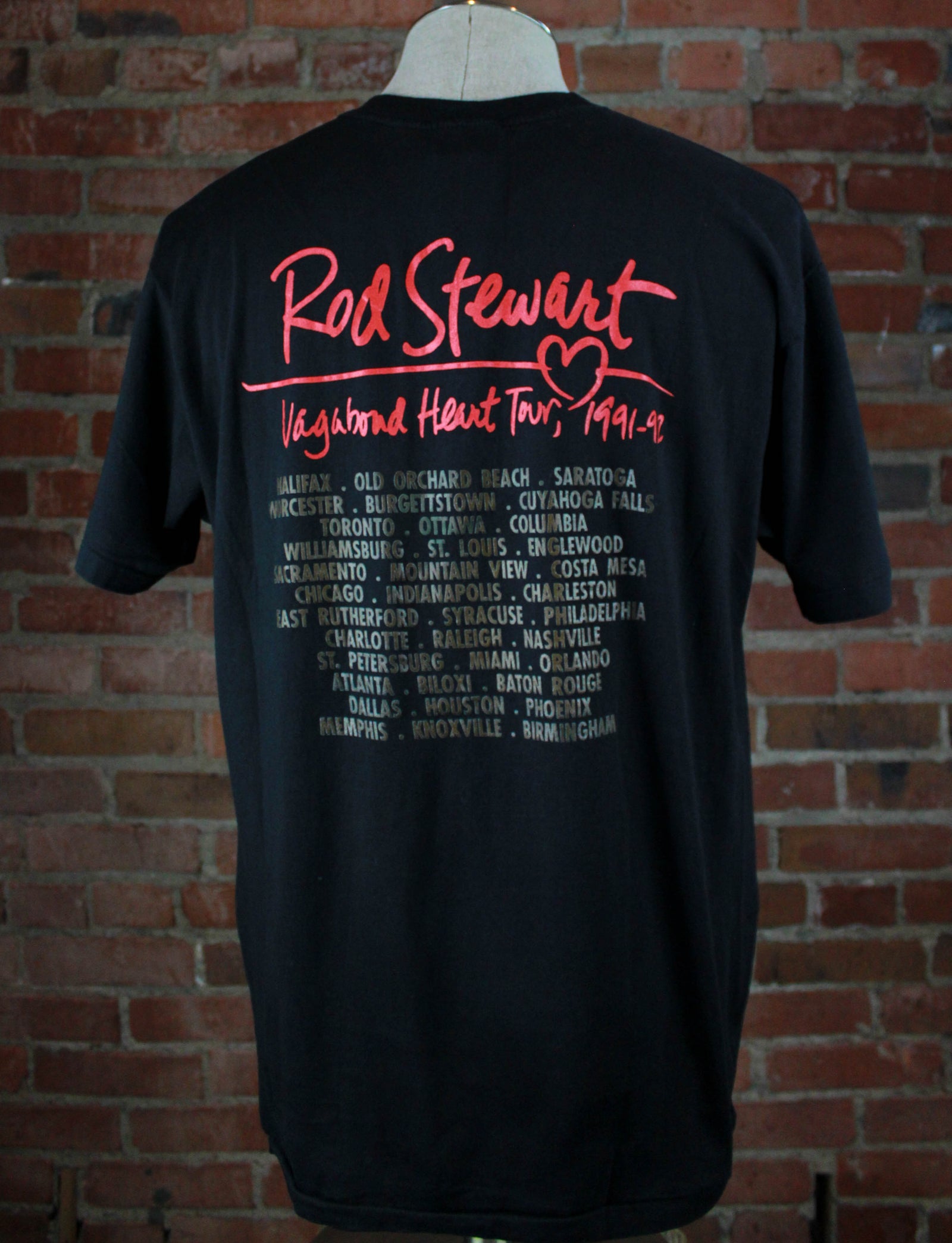 Vintage 1991 Rod Stewart Concert T Shirt Vagabond Heart Tour Black Unisex Large