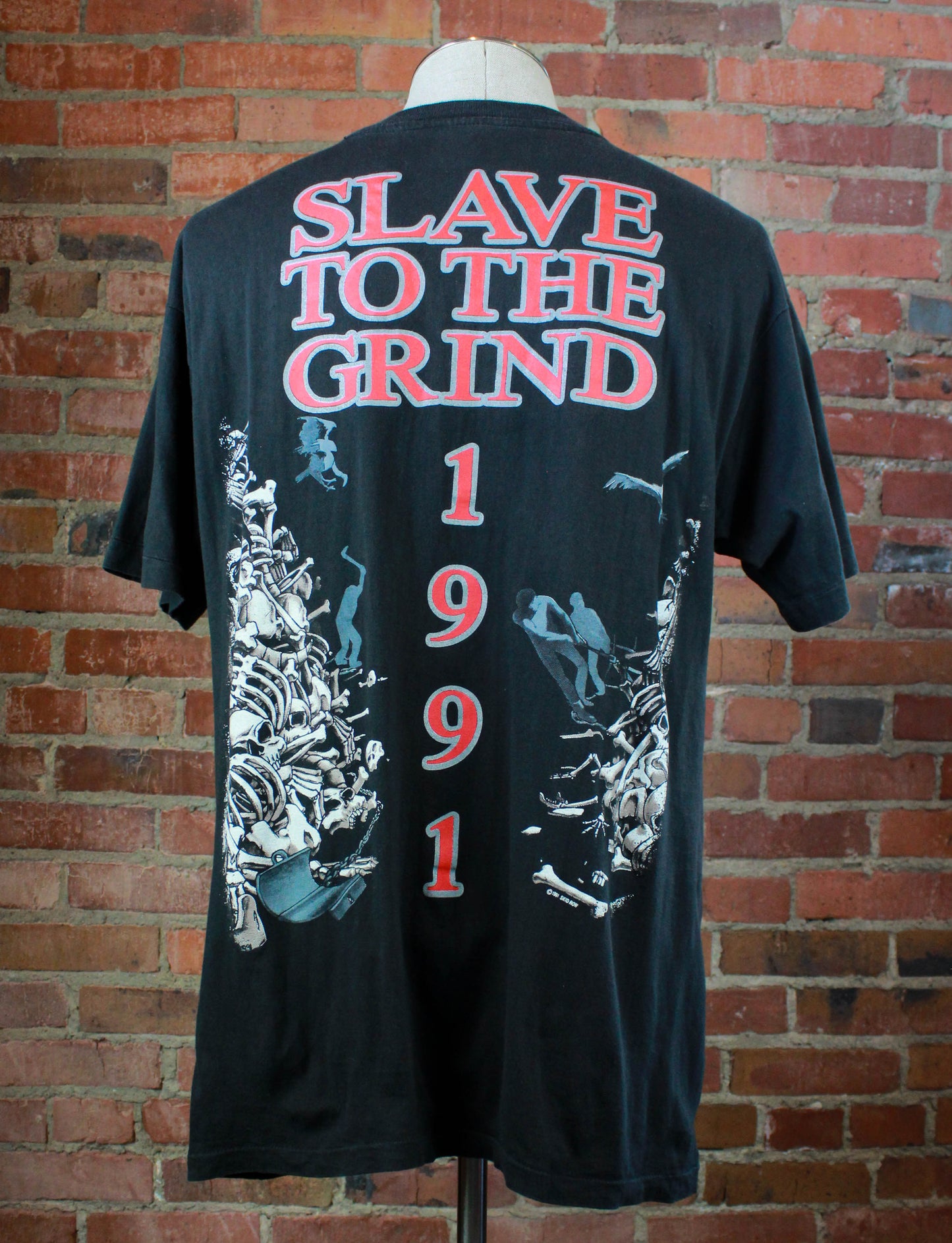 Vintage 1991 Skid Row Concert T Shirt Slave To The Grind Gorilla Skulls XL