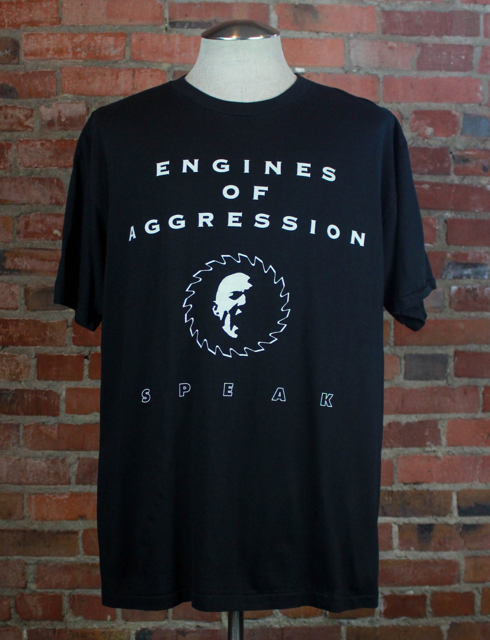 Vintage 1993 Engines of Aggression Concert T Shirt Speak Black Unisex XL