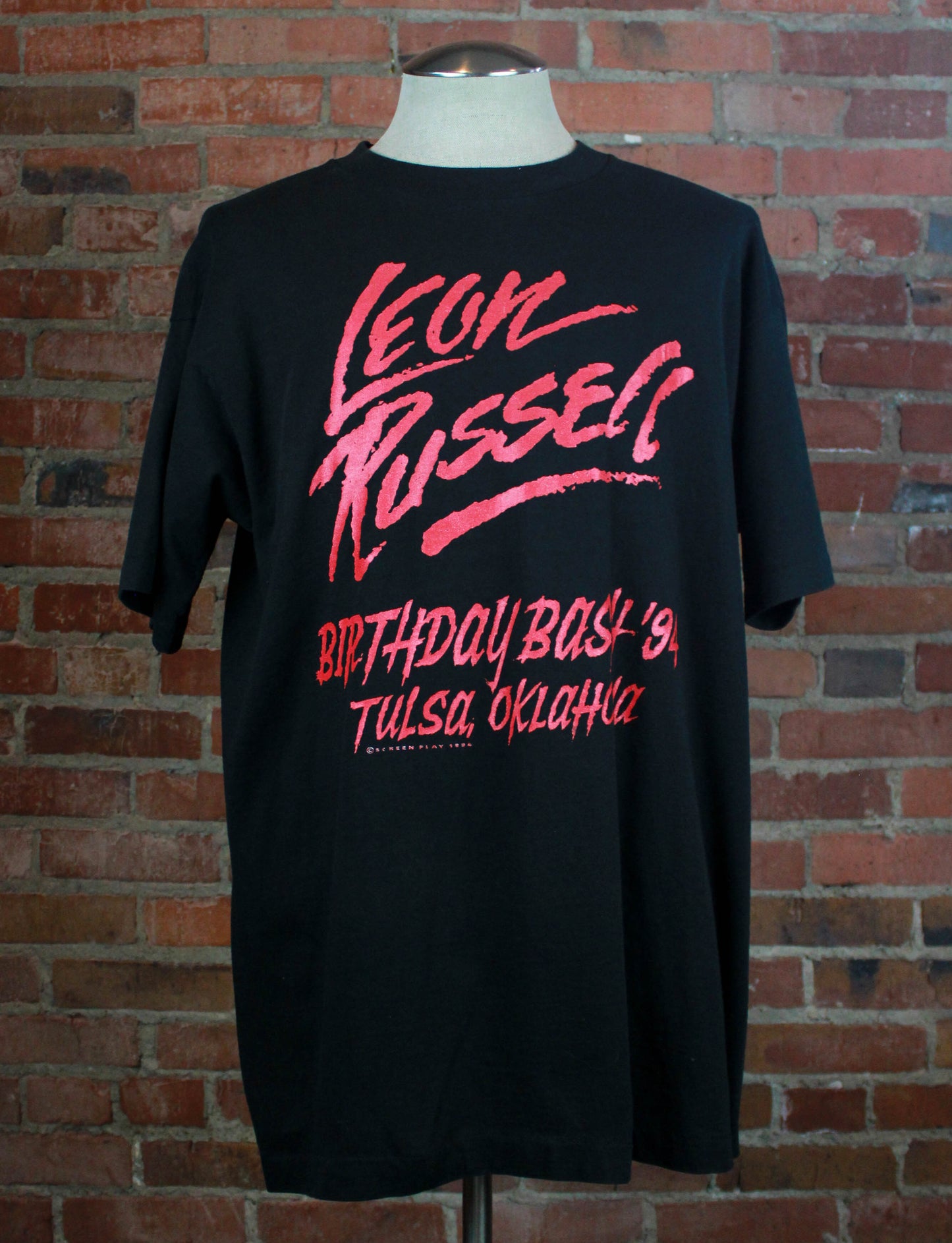 Vintage 1994 Leon Russell Concert T Shirt Birthday Bash Tulsa Oklahoma Black Unisex XL