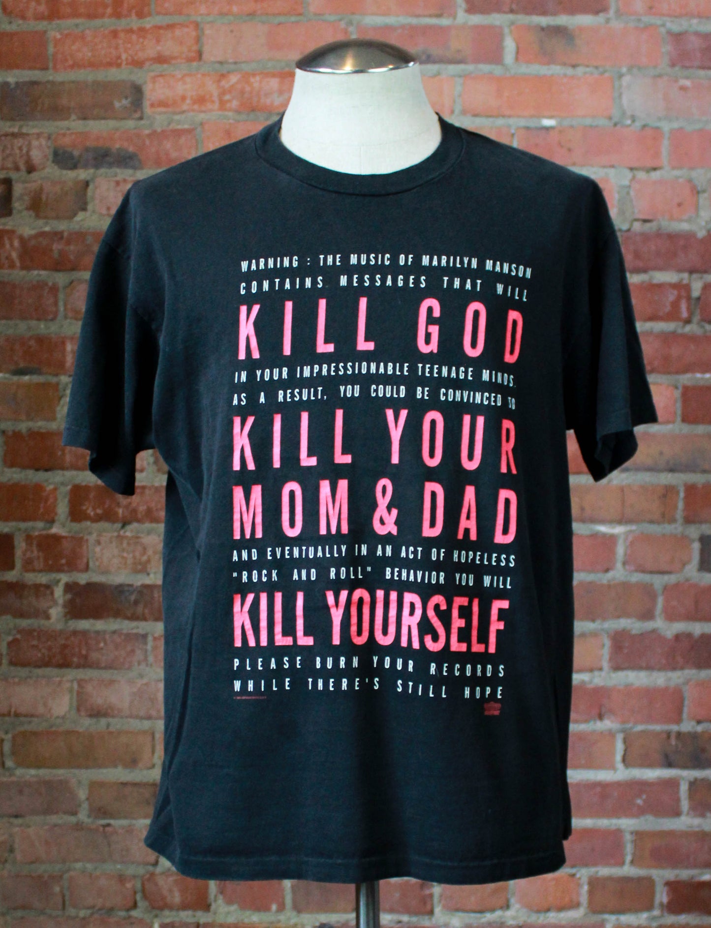 Vintage 1994 Marilyn Manson Concert T Shirt Kill God Black Red Unisex Large/XL