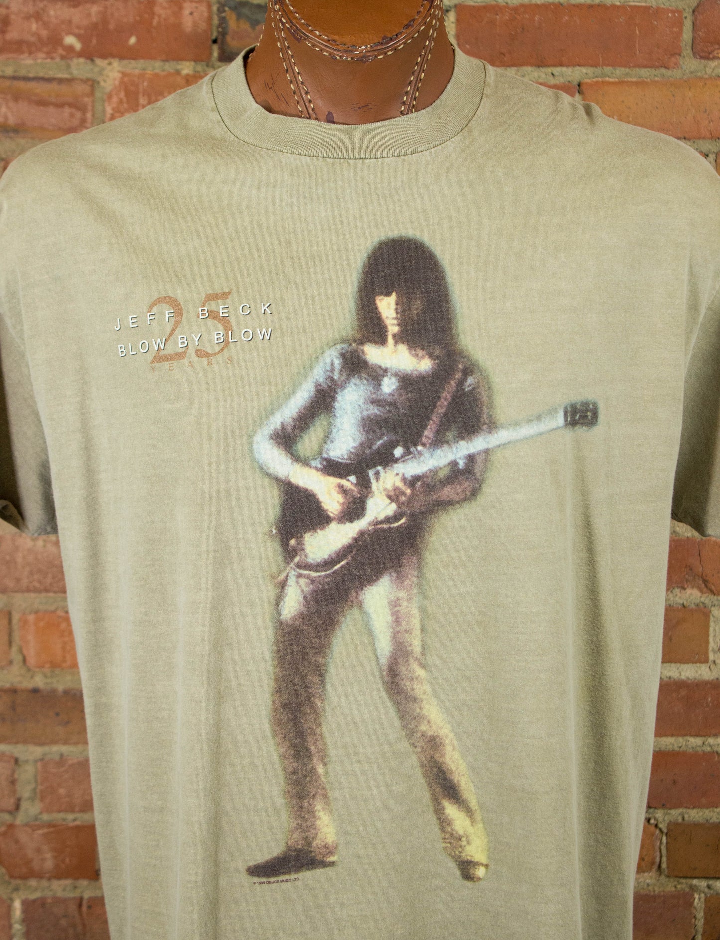 Vintage 1999 Jeff Beck Blow by Blow 25th Anniversary Khaki Concert T Shirt Size XL