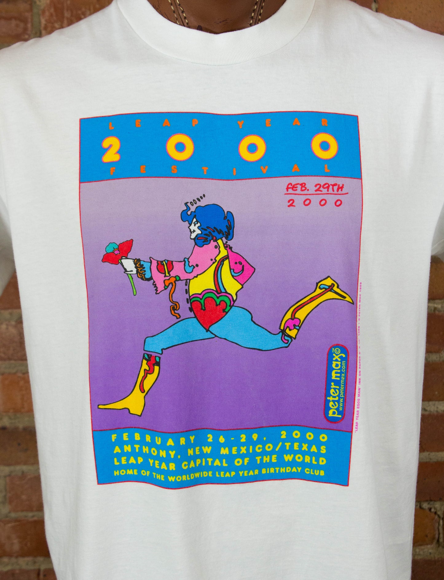 Vintage 2000 Peter Max Leap Year Festival White Graphic T Shirt Unisex Large