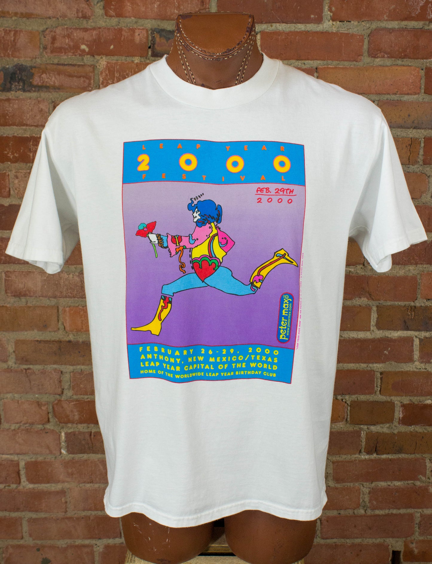 Vintage 2000 Peter Max Leap Year Festival White Graphic T Shirt Unisex Large