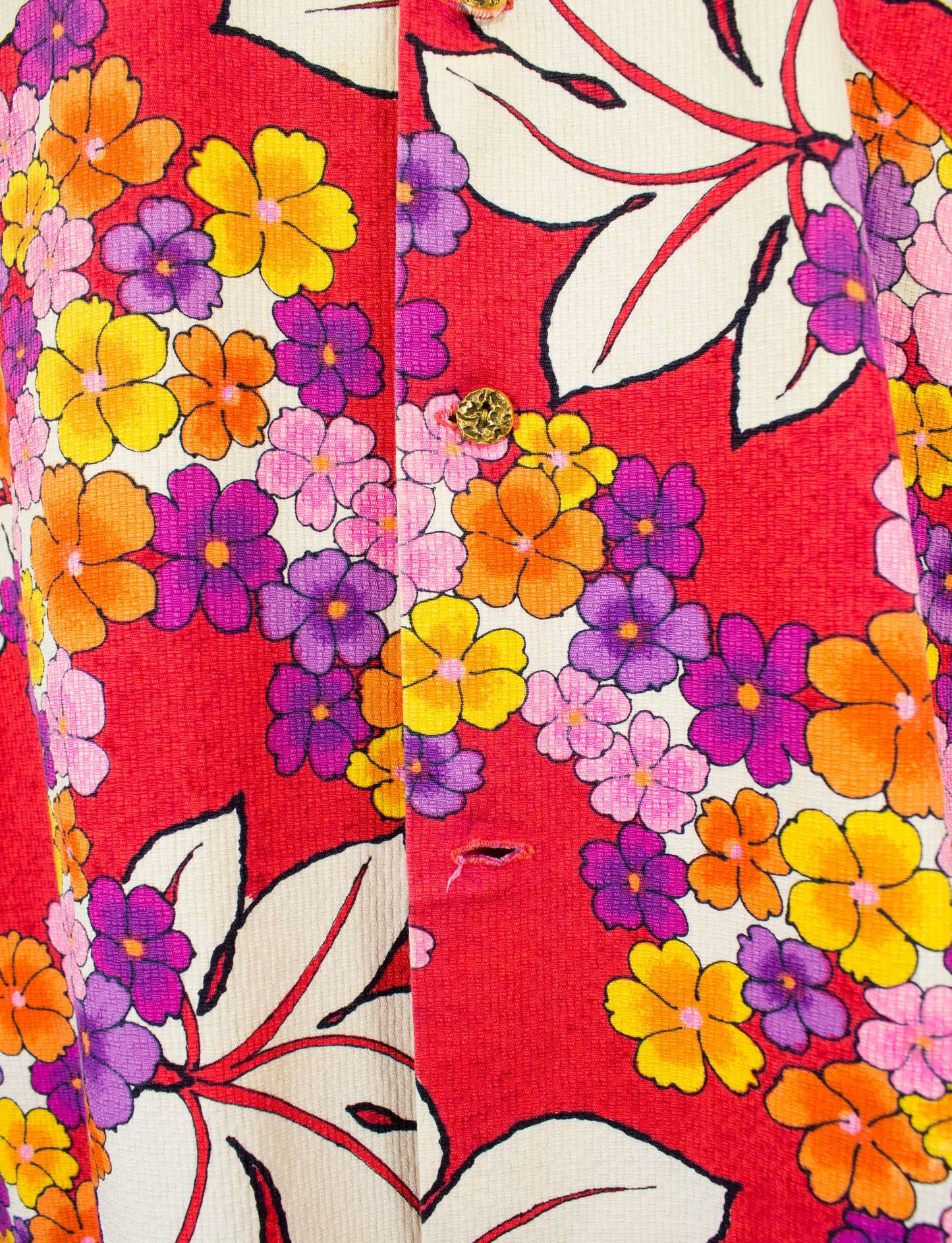 Vintage 60s Da Kine Red Floral Hawaiian Shirt Unisex Medium