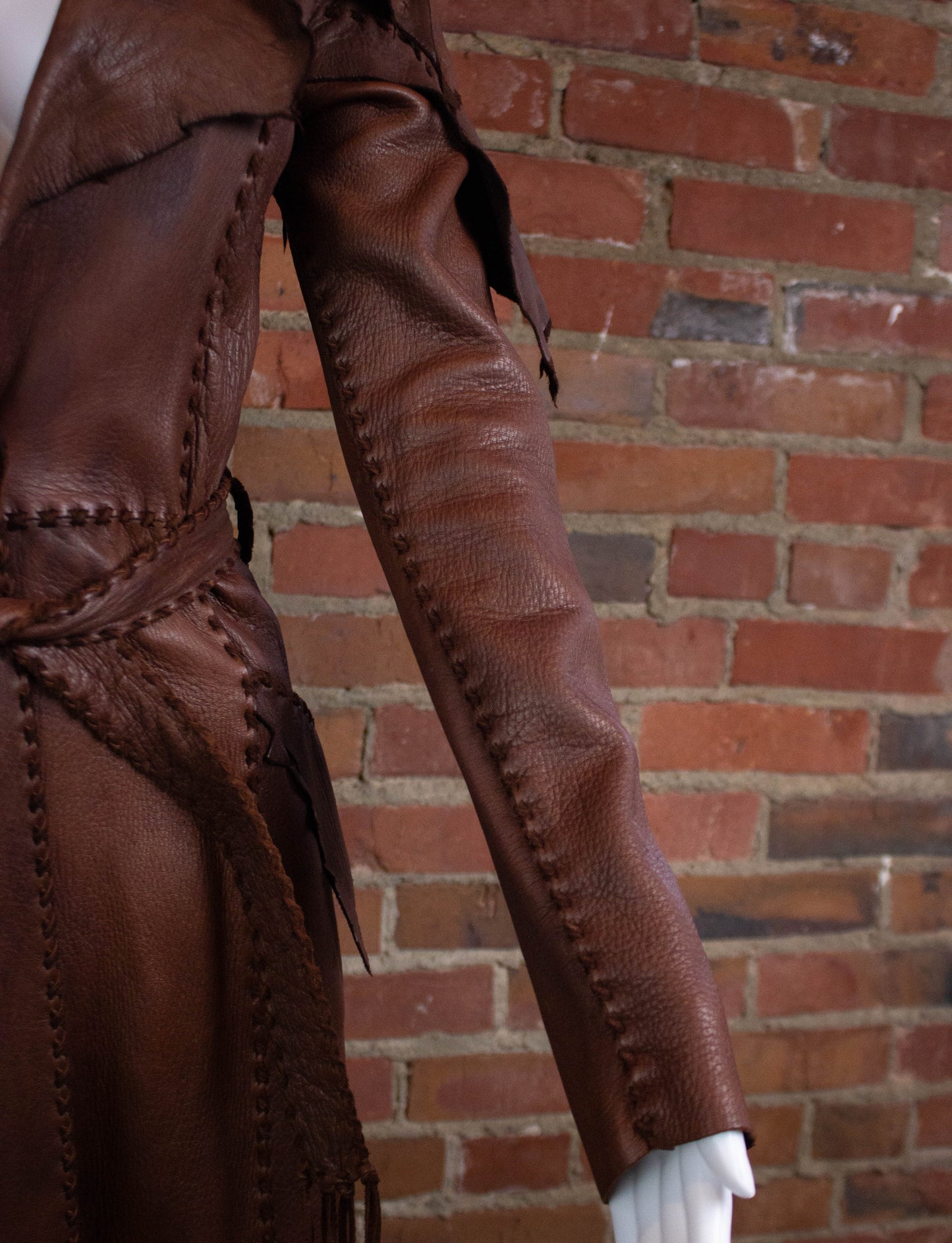 Vintage 70s Buckskin Brown Leather Coat Small