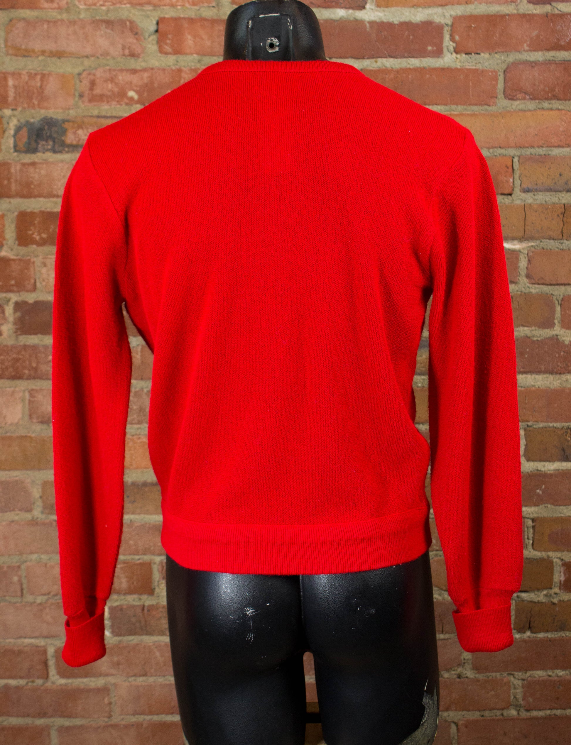 Vintage 70s Izod Lacoste Acrylic V-Neck Red Sweater Unisex Small-Medium