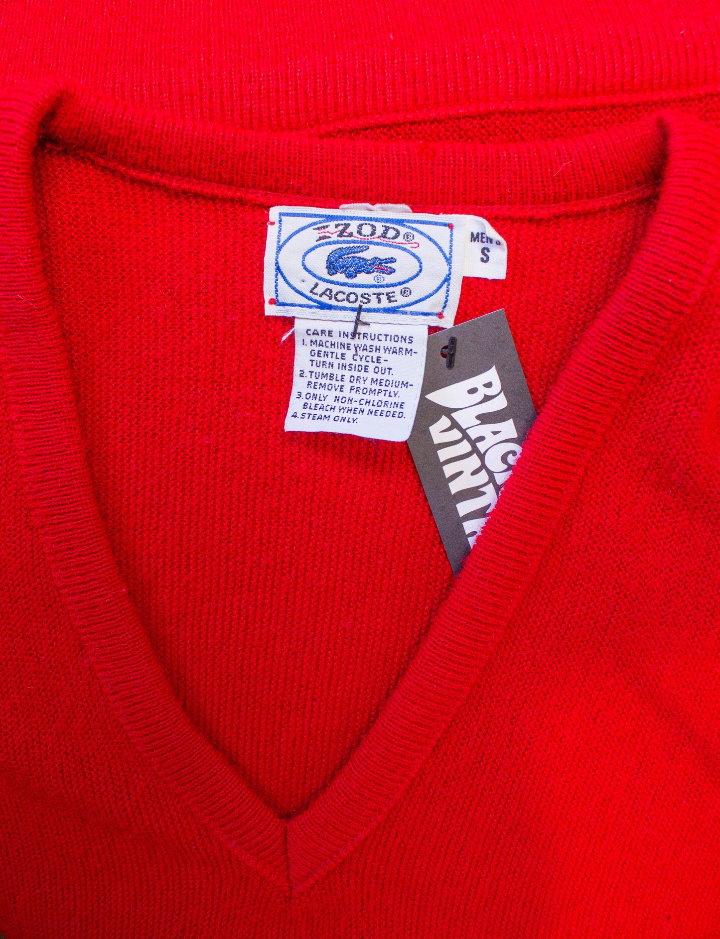 Vintage 70s Izod Lacoste Acrylic V-Neck Red Sweater Unisex Small-Medium
