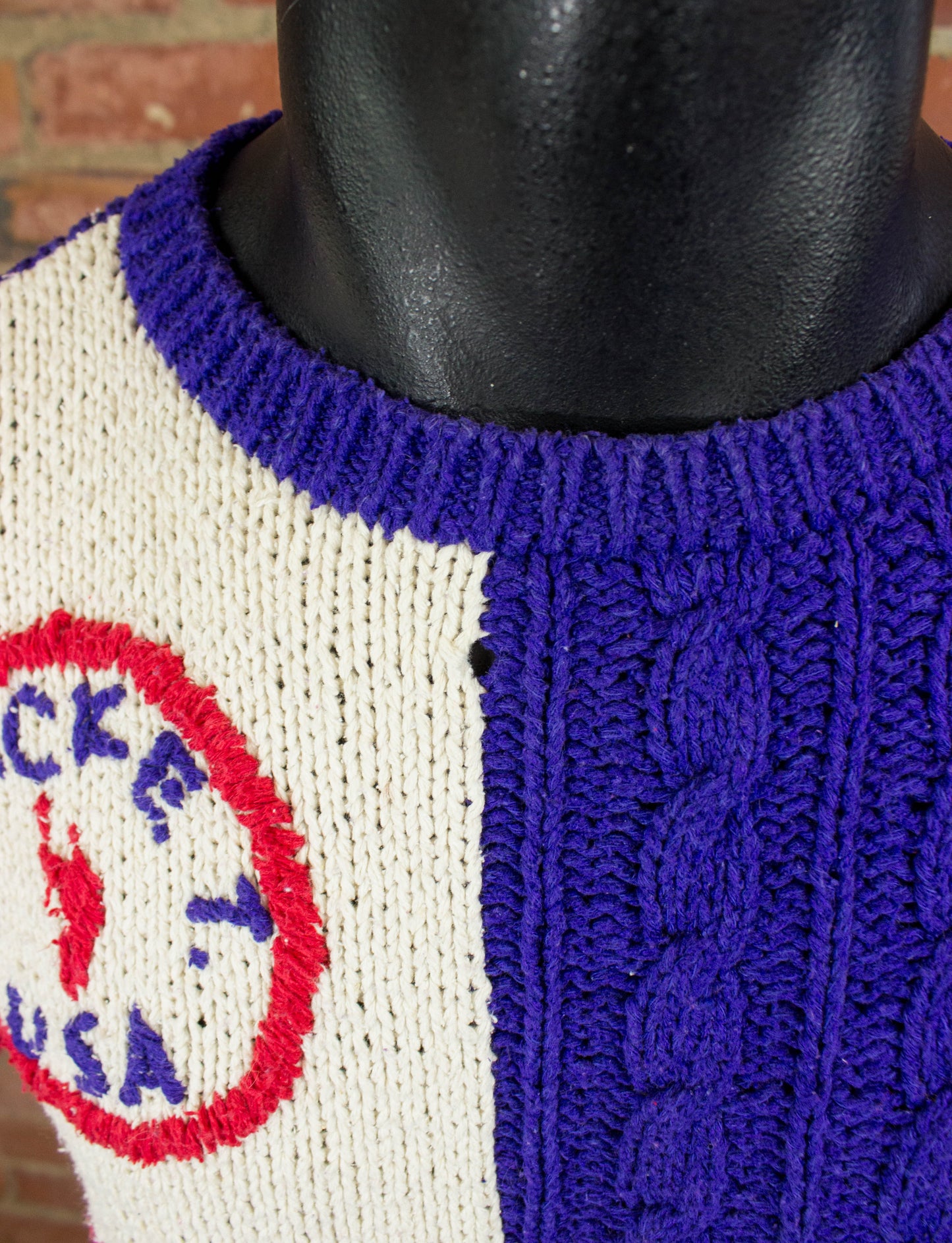 Vintage 70s Jantzen Hand Knitted Cricket USA Knit Short Sleeve Sweater Unisex Small