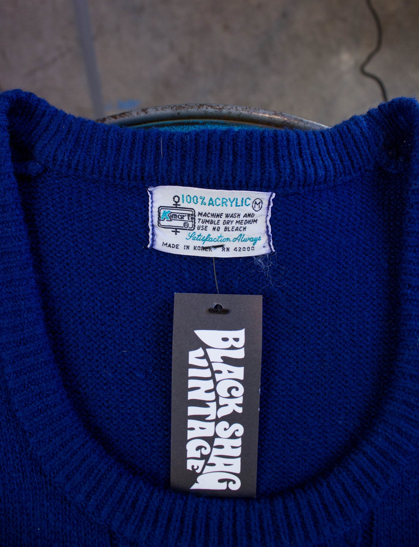 Vintage 70s Kmart Acrylic Navy Blue Sweater Vest Unisex Small-Medium
