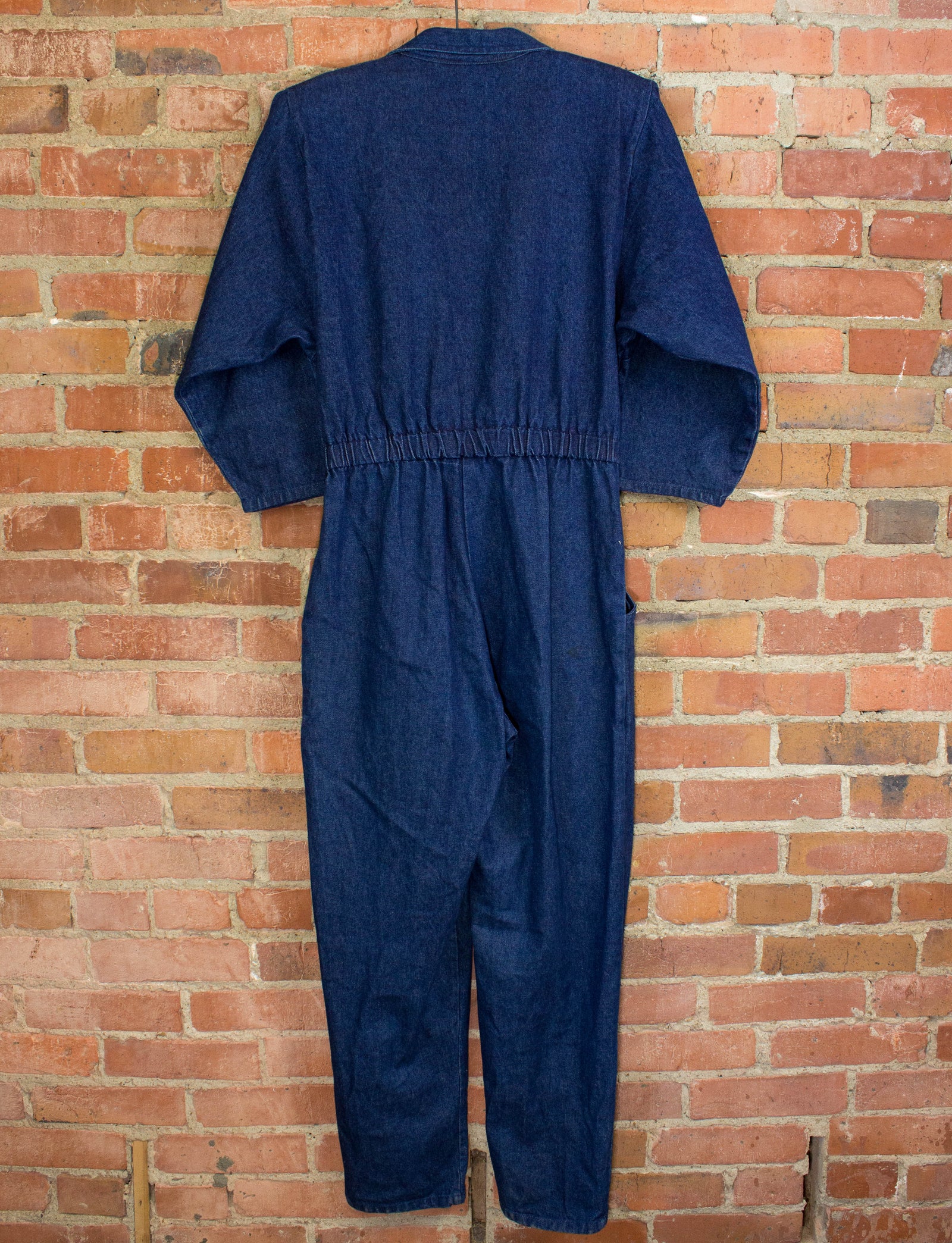 Vintage 70s Mizz Lizz Dark Blue Denim Jumpsuit Size Medium-Large
