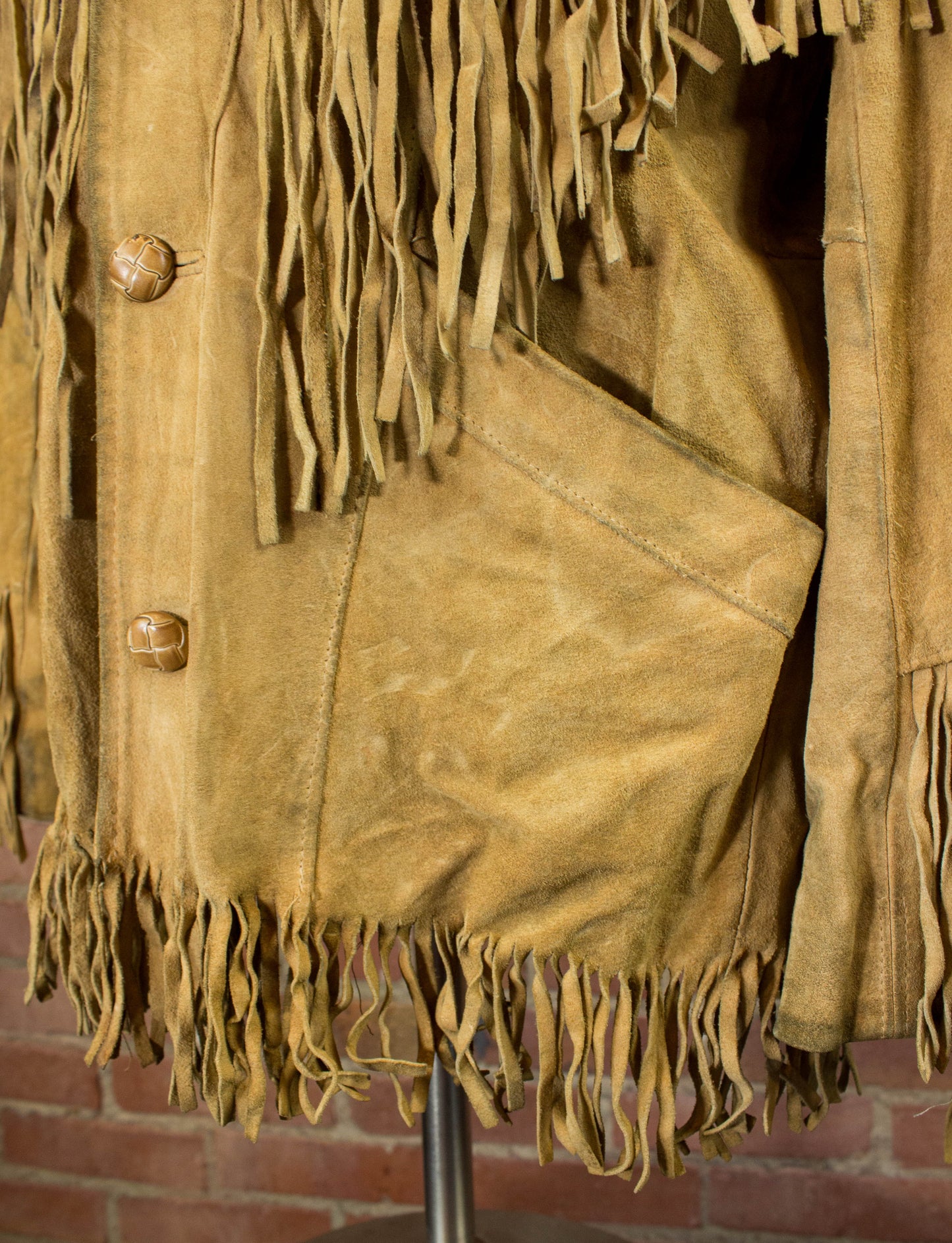 Vintage 70s Pioneer Wear Tan Suede Fringe Jacket Unisex Large
