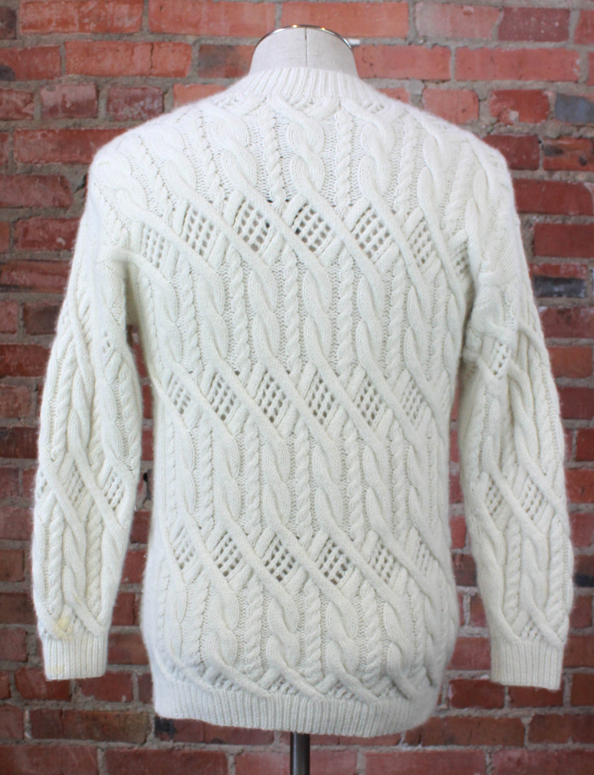 Vintage 80's/90's Neiman Marcus Cashmere Sweater Knit V Neck Pullover White Unisex Small/Medium