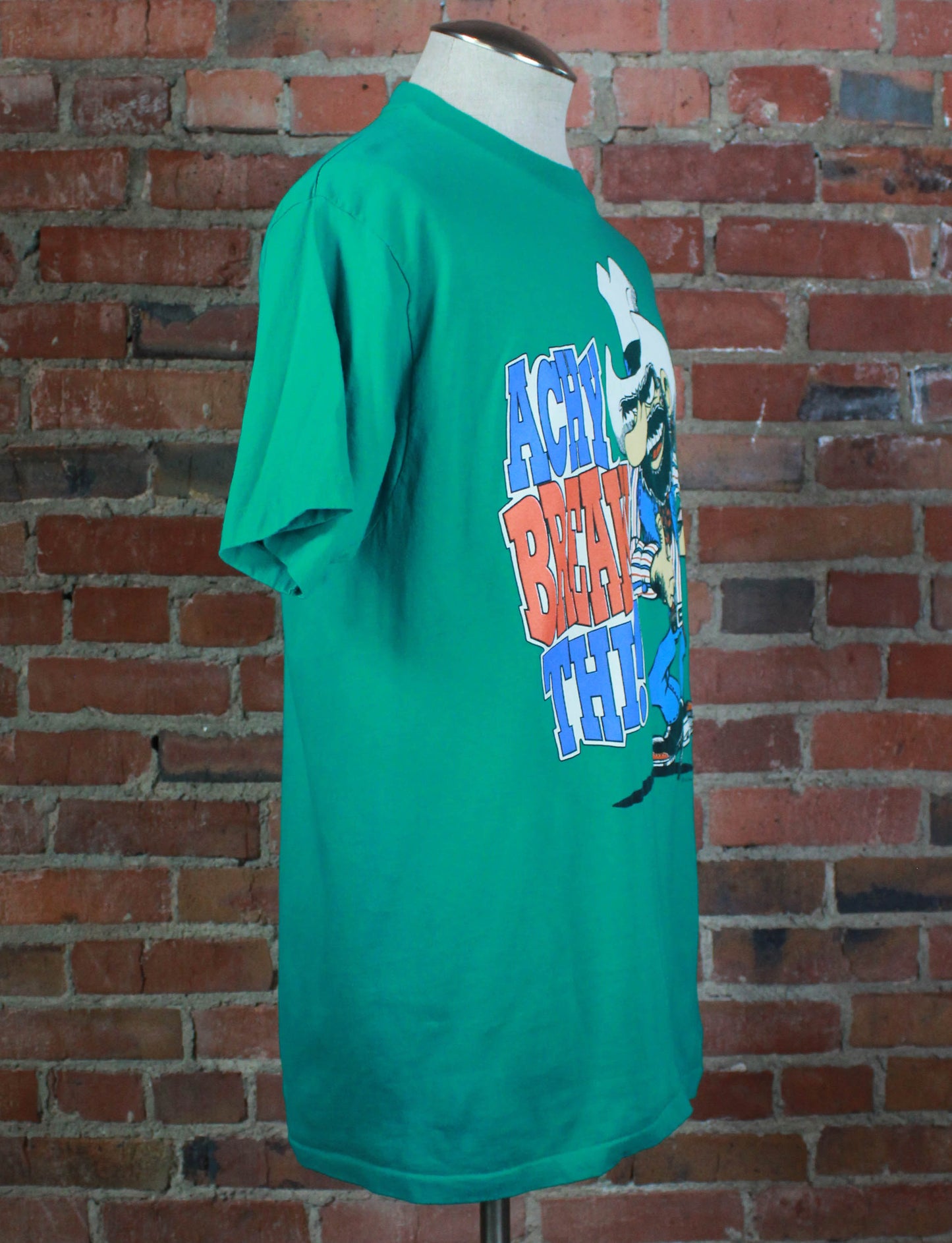 Vintage 80's Achy Breaky This! Graphic T Shirt Green Unisex Large