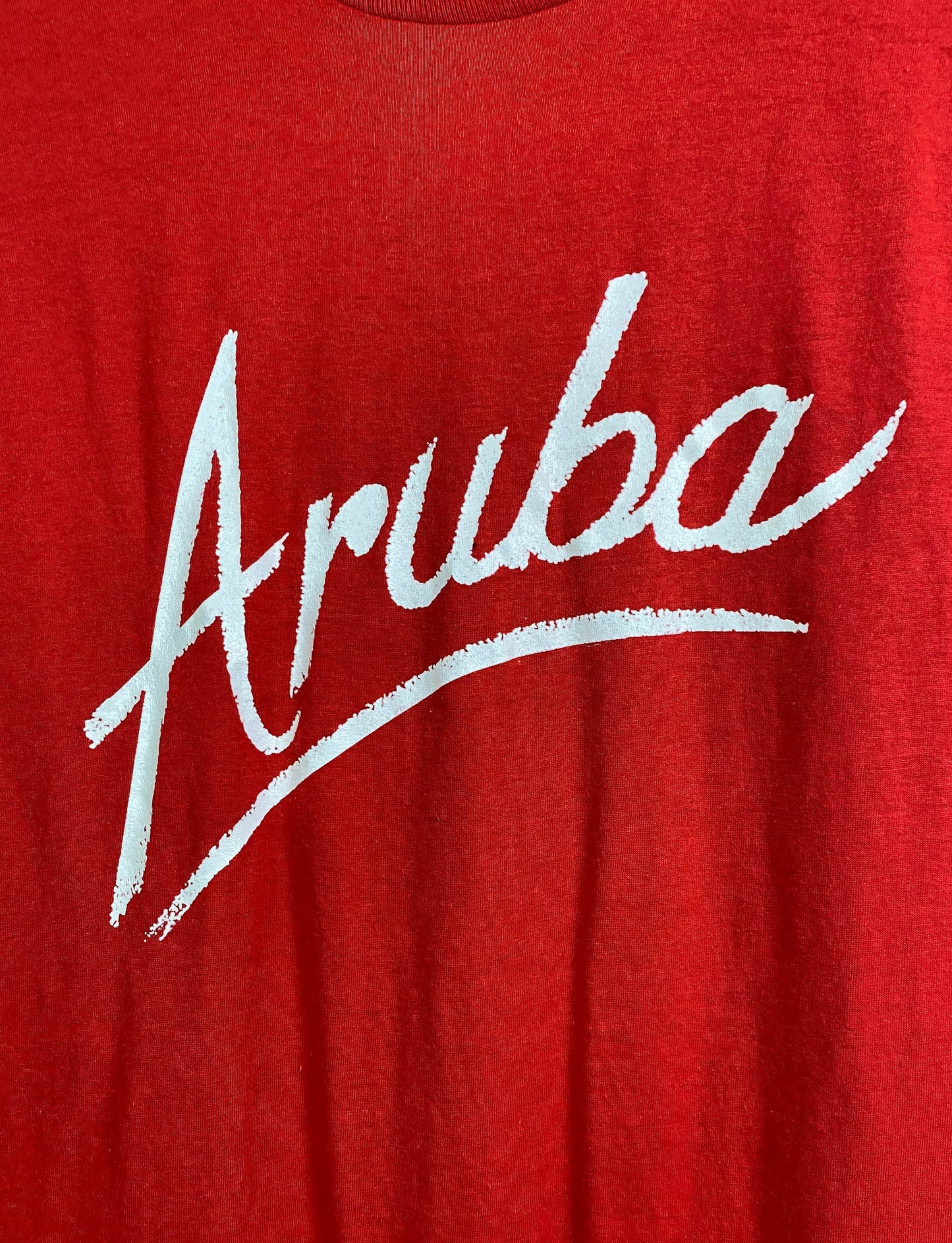 Vintage 80's Aruba Graphic T Shirt Souvenir Vacation Red Unisex Medium