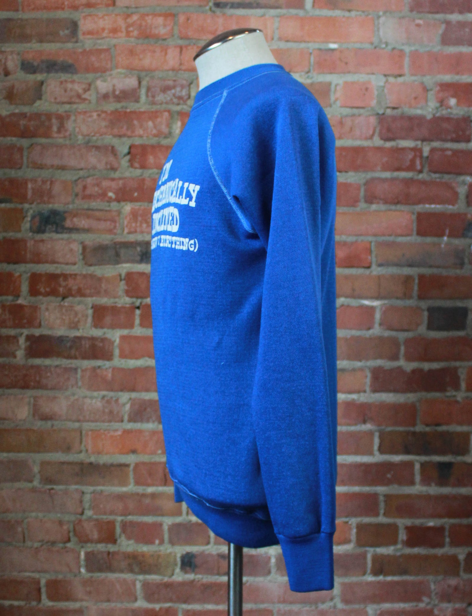 Vintage 80's I'm Mechanically Inclined Graphic Sweatshirt Crewneck Pullover Blue Unisex Medium 