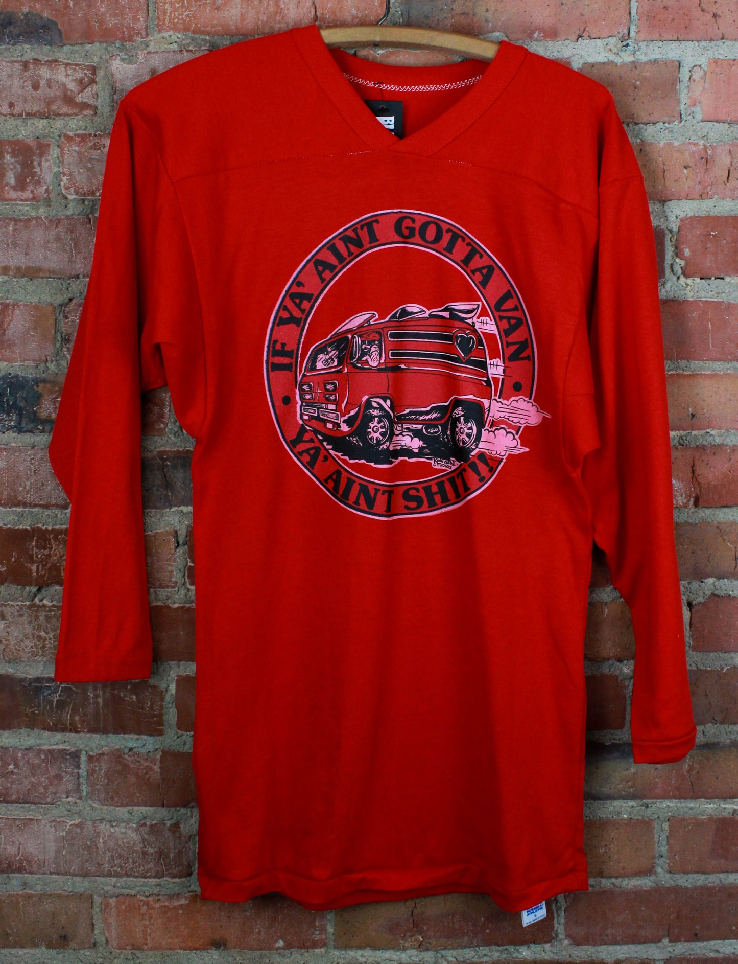 Vintage 80's If You Ain't Got A Van Graphic Shirt Iron On Transfer Long Sleeve Red Unisex Small 