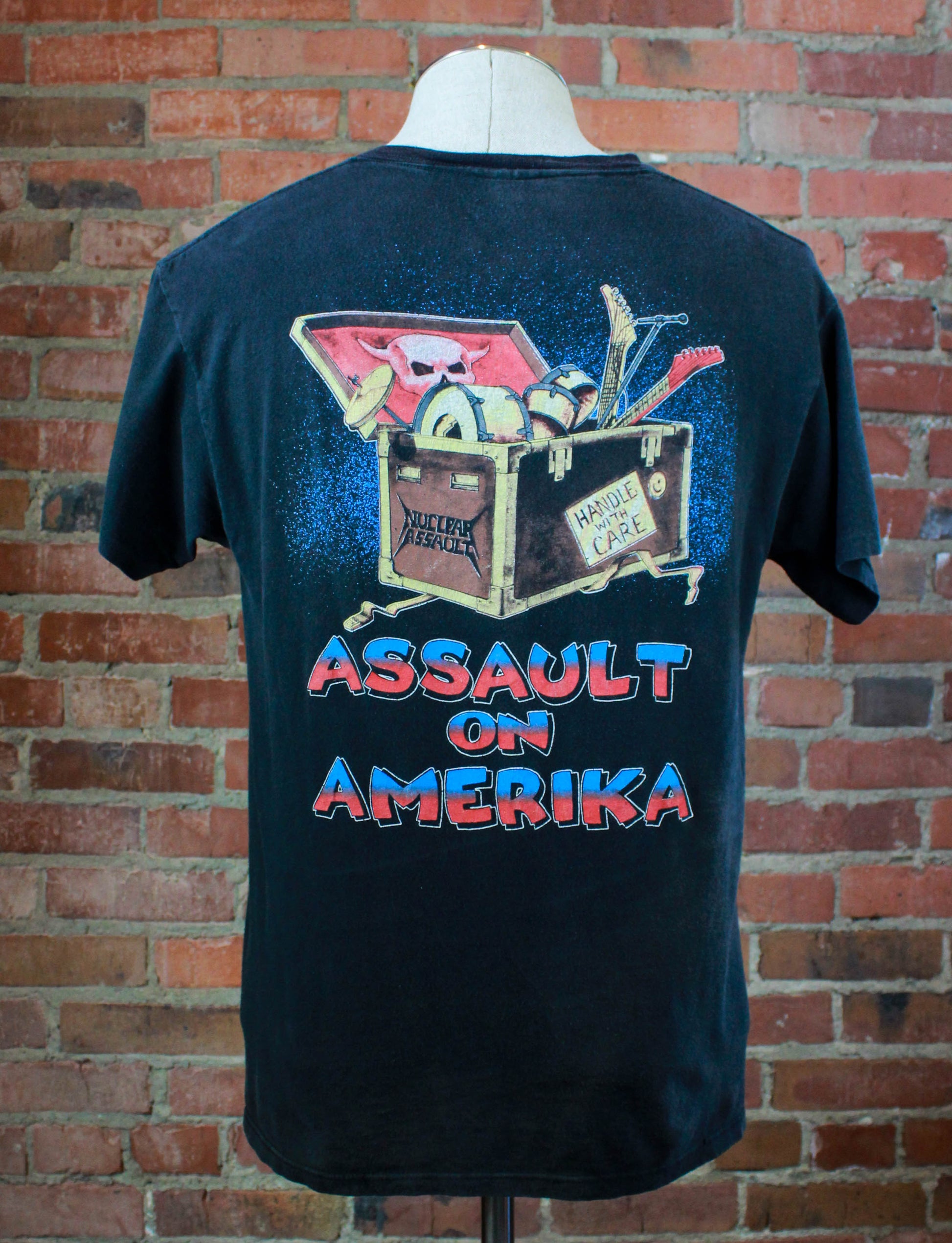 Vintage 80's Nuclear Assault Concert T Shirt Assault on Amerika Black Unisex M/L