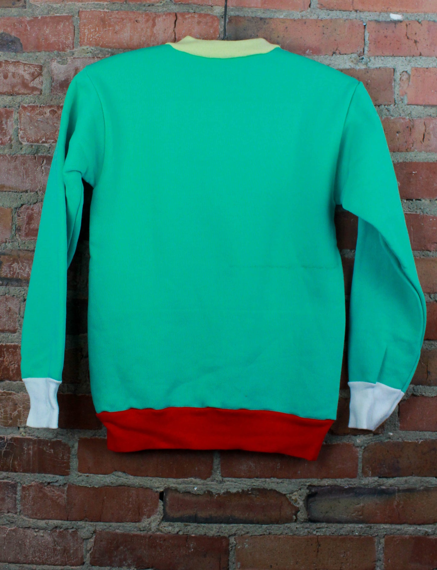Vintage 80's Smurf Graphic Sweatshirt Color Block Sea Foam Green Unisex Small