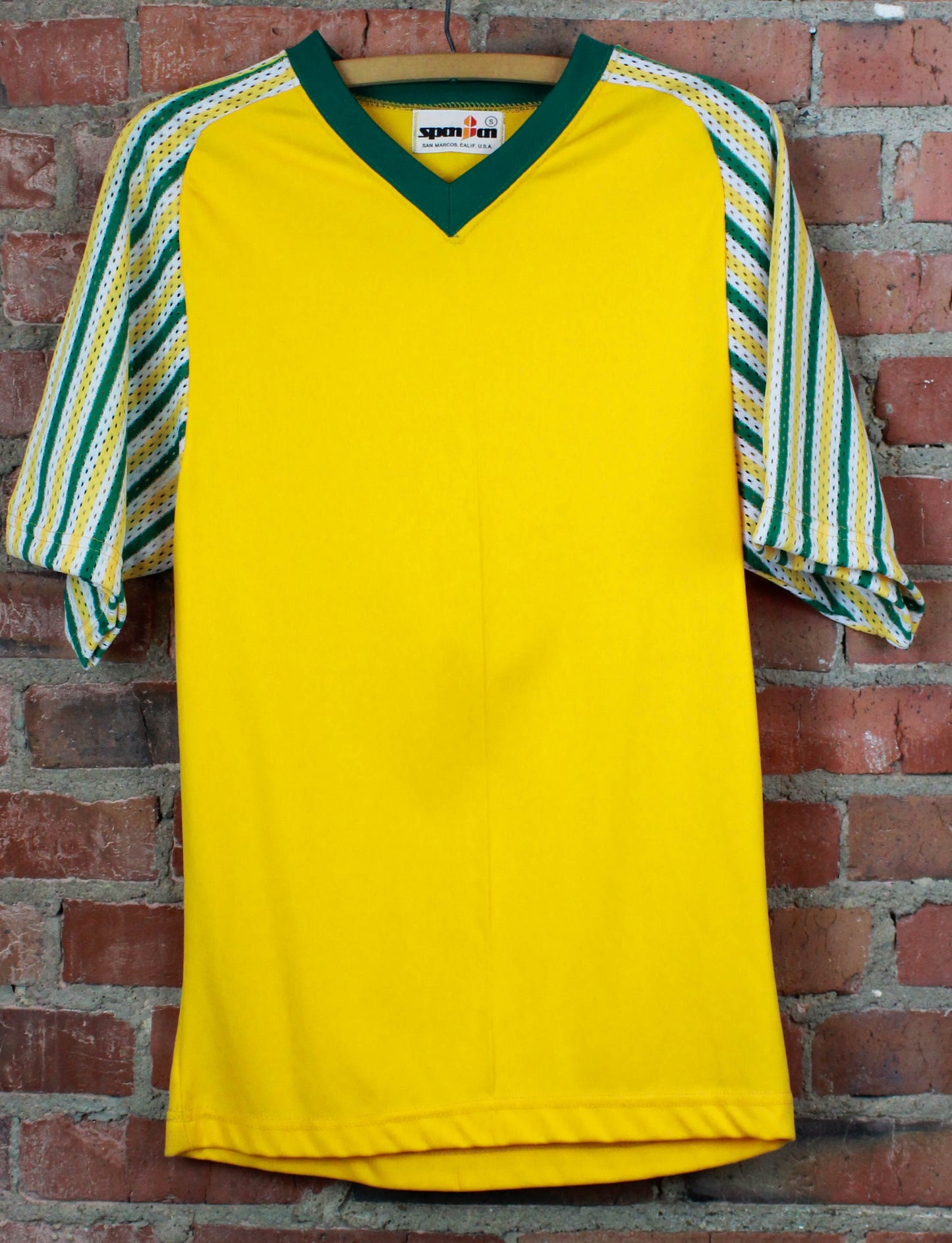Vintage 80's Yellow/Green Jersey T Shirt Mesh Dead-Stock Unisex Small