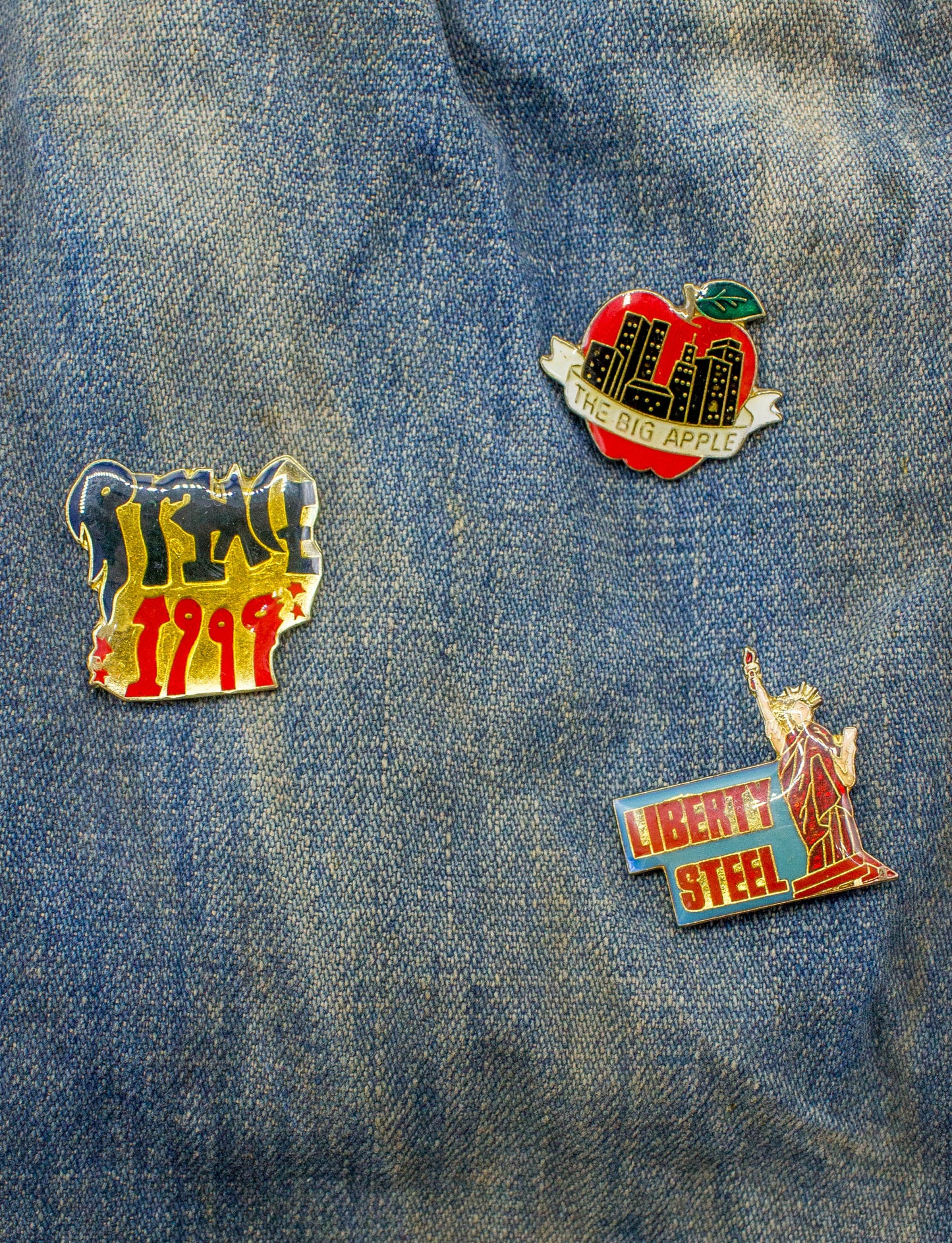 Vintage 80s Colorful Enamel Pins Prince 1999/The Big Apple/Liberty Steel