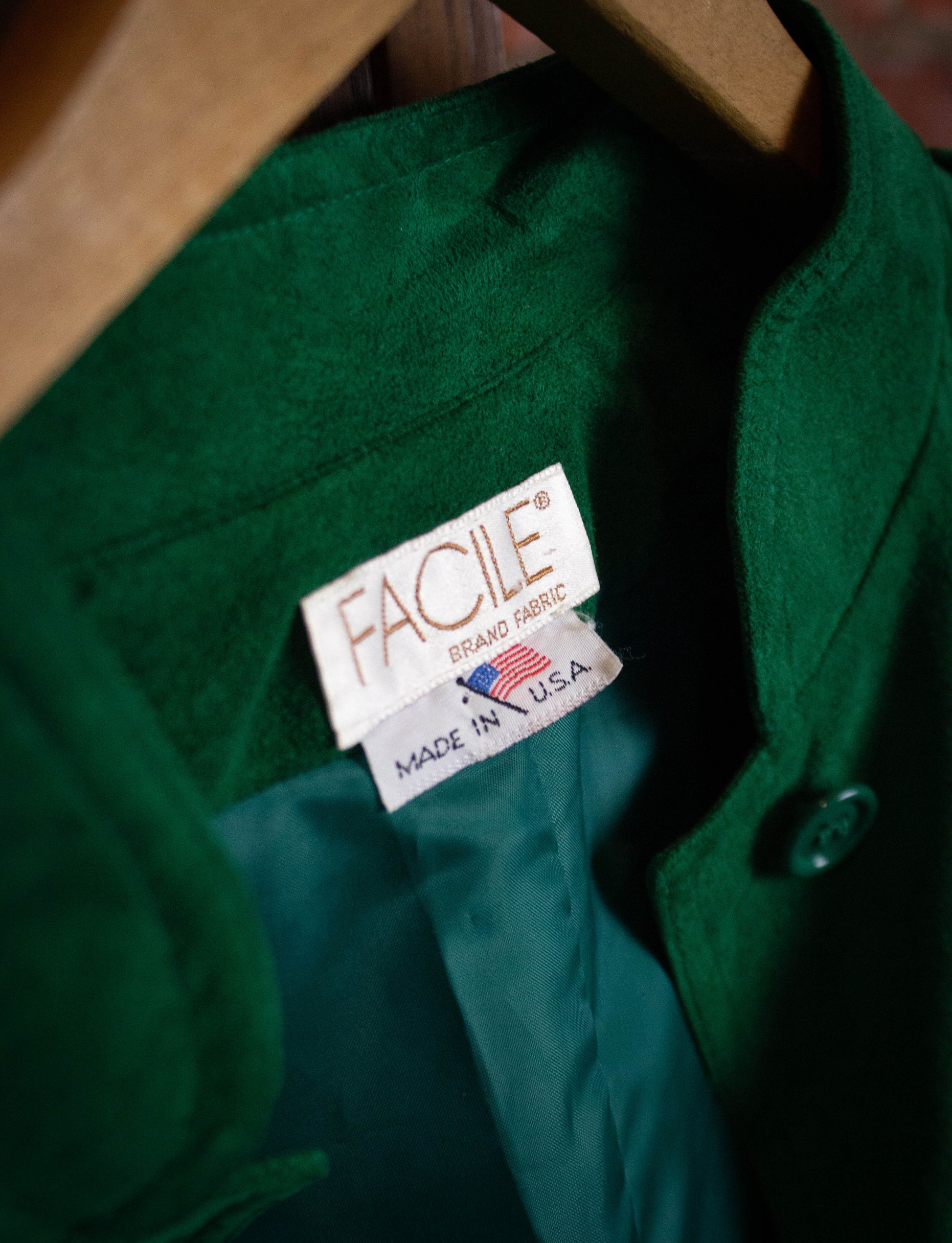 Vintage 80s Facile Green Suede Jacket XL