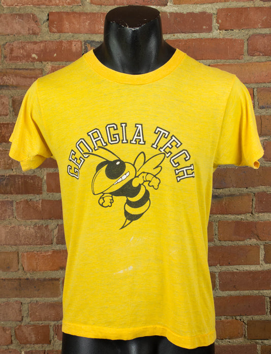 Vintage 80s Georgia Tech Hornets Yellow Graphic T Shirt Unisex Medium