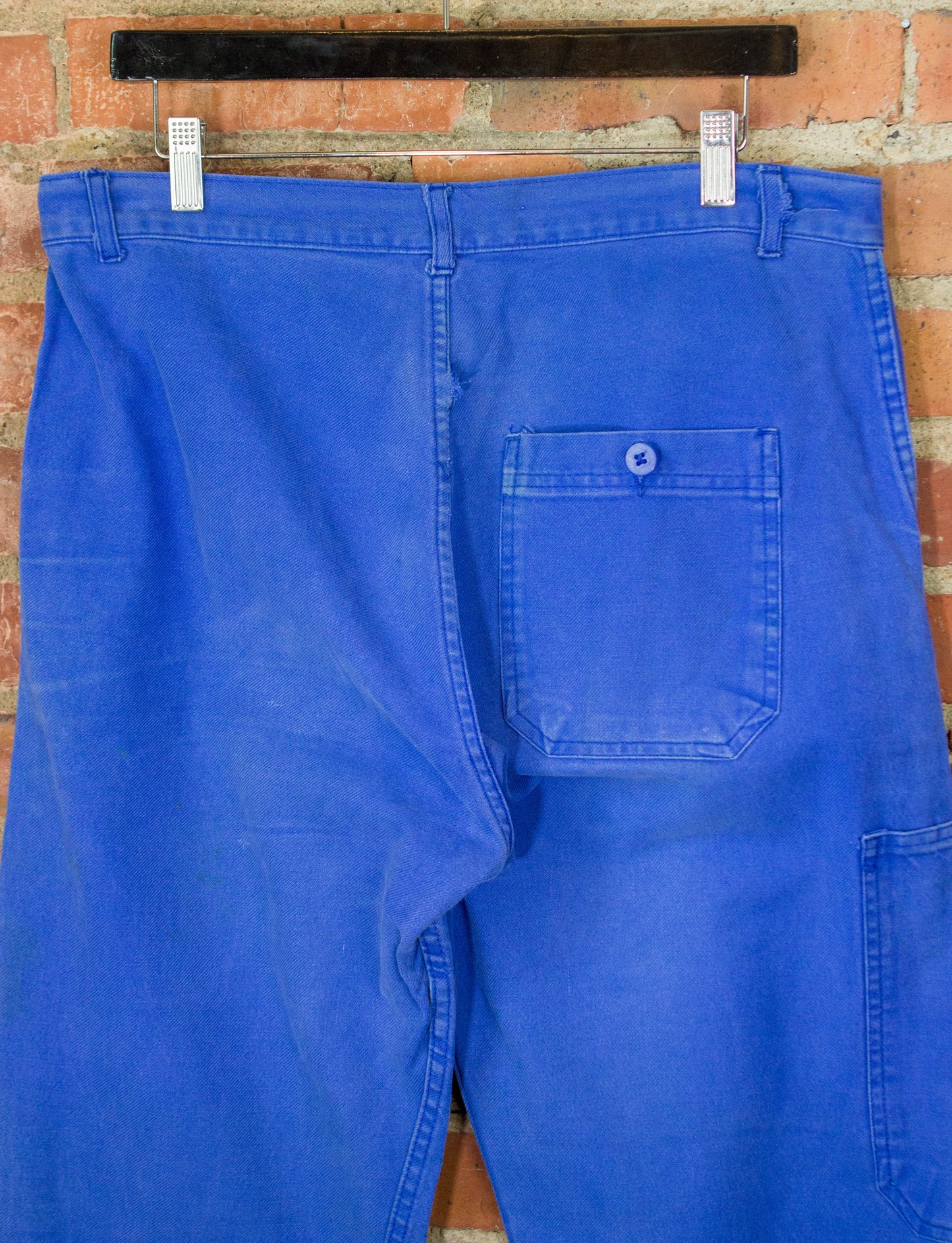 Vintage 80s Light Blue Faded French Work Pants Size 33x26