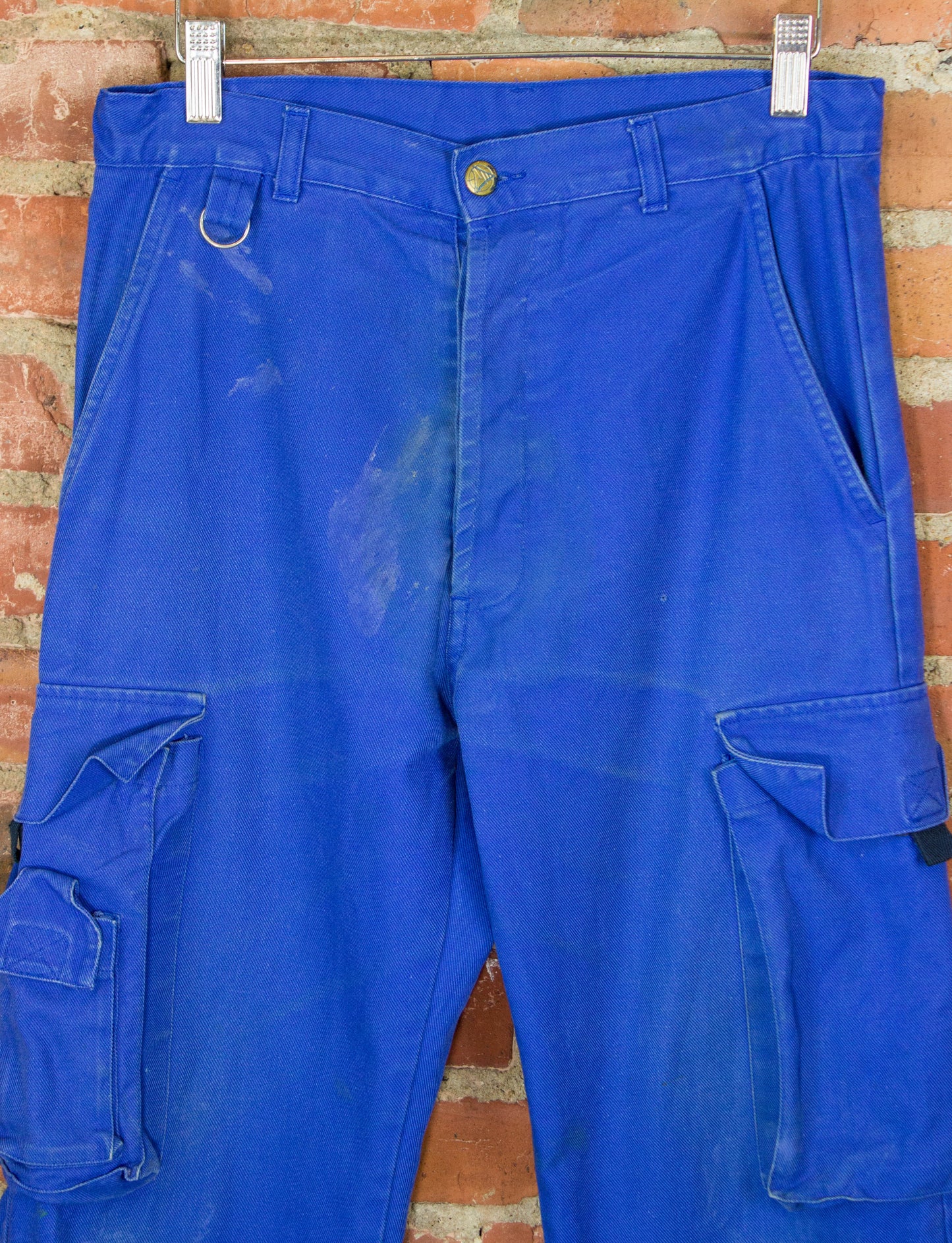 Vintage 80s Light Blue French Cargo Work Pants Size 29x33
