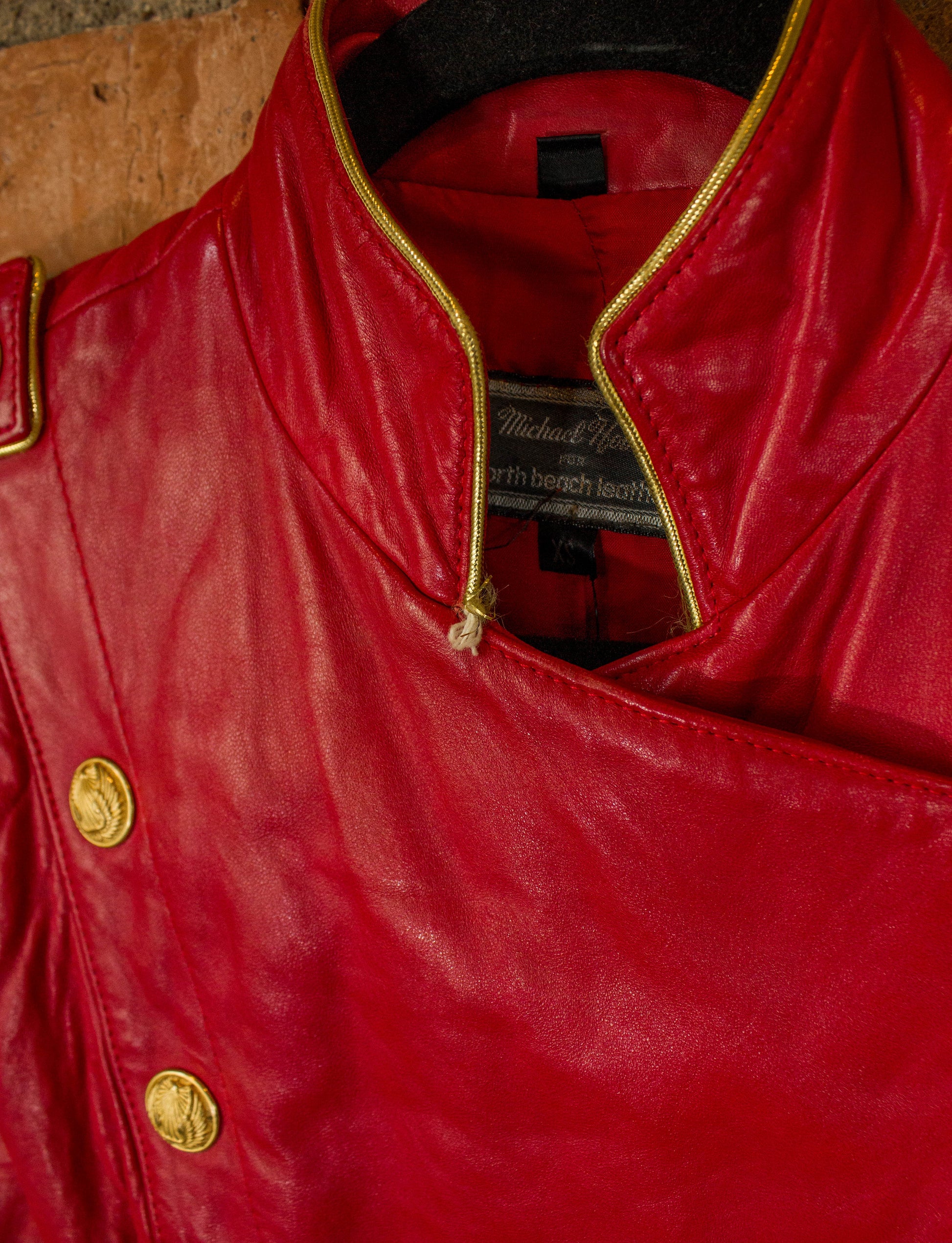 Vintage 80s Michael Hoban for North Beach Leather Red Dress With Gold Black Shag Vintage Vintage 80s Michael Hoban for North Beach Leather Red Dress With Gold Black Shag Vintage