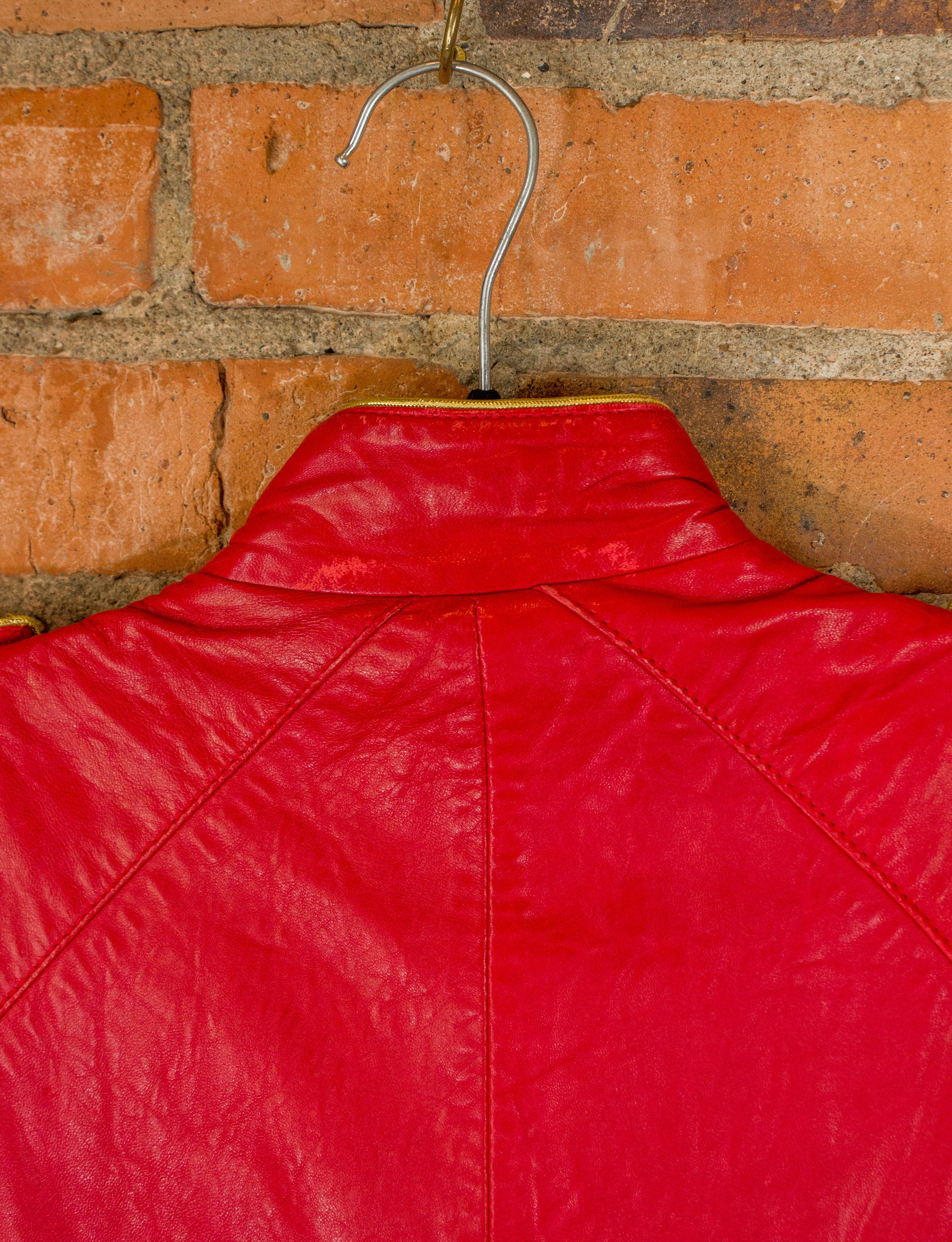 Vintage 80s Michael Hoban for North Beach Leather Red Dress With Gold Black Shag Vintage Vintage 80s Michael Hoban for North Beach Leather Red Dress With Gold Black Shag Vintage