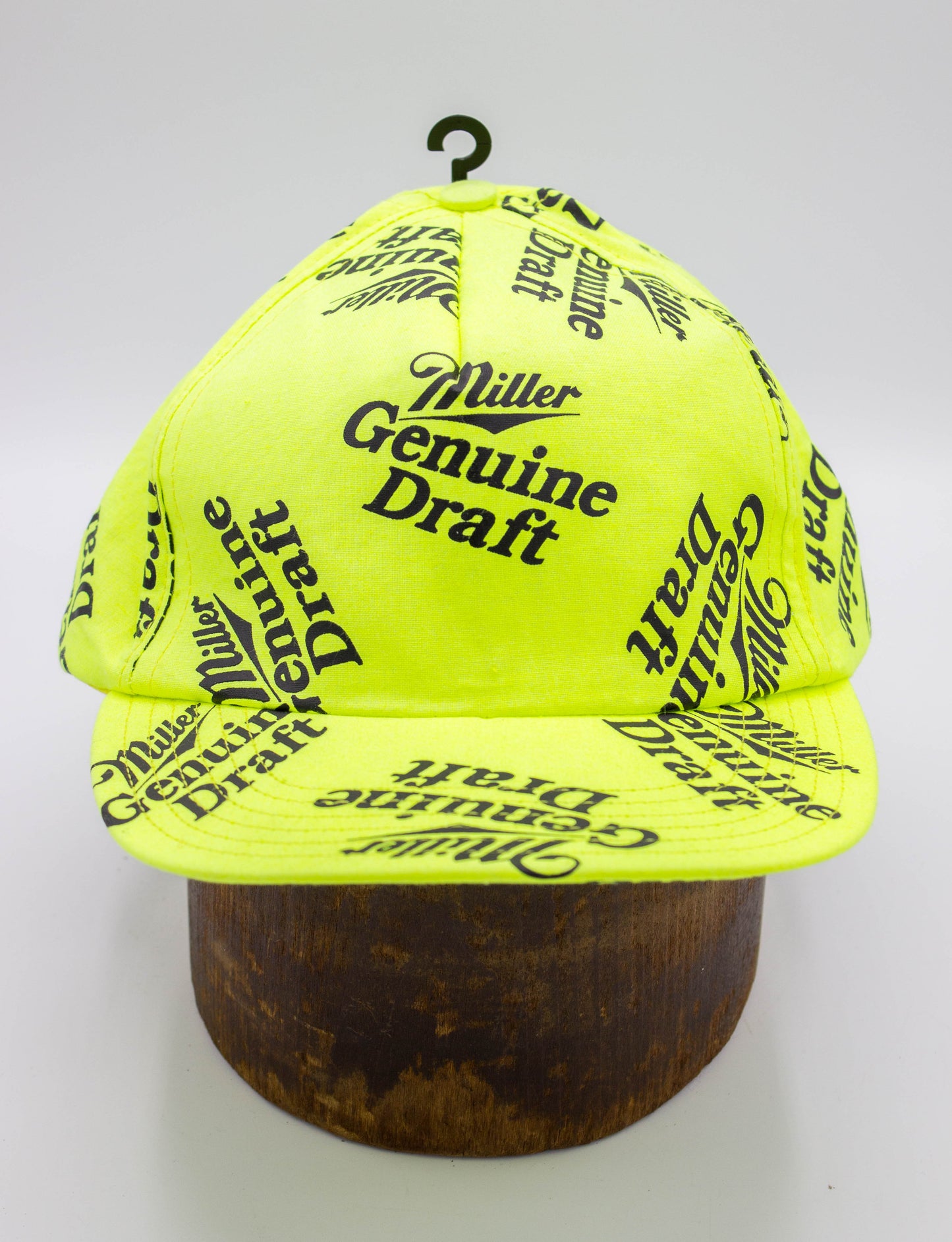 Vintage 80s Miller Genuine Draft Beer Highlighter Yellow Hat