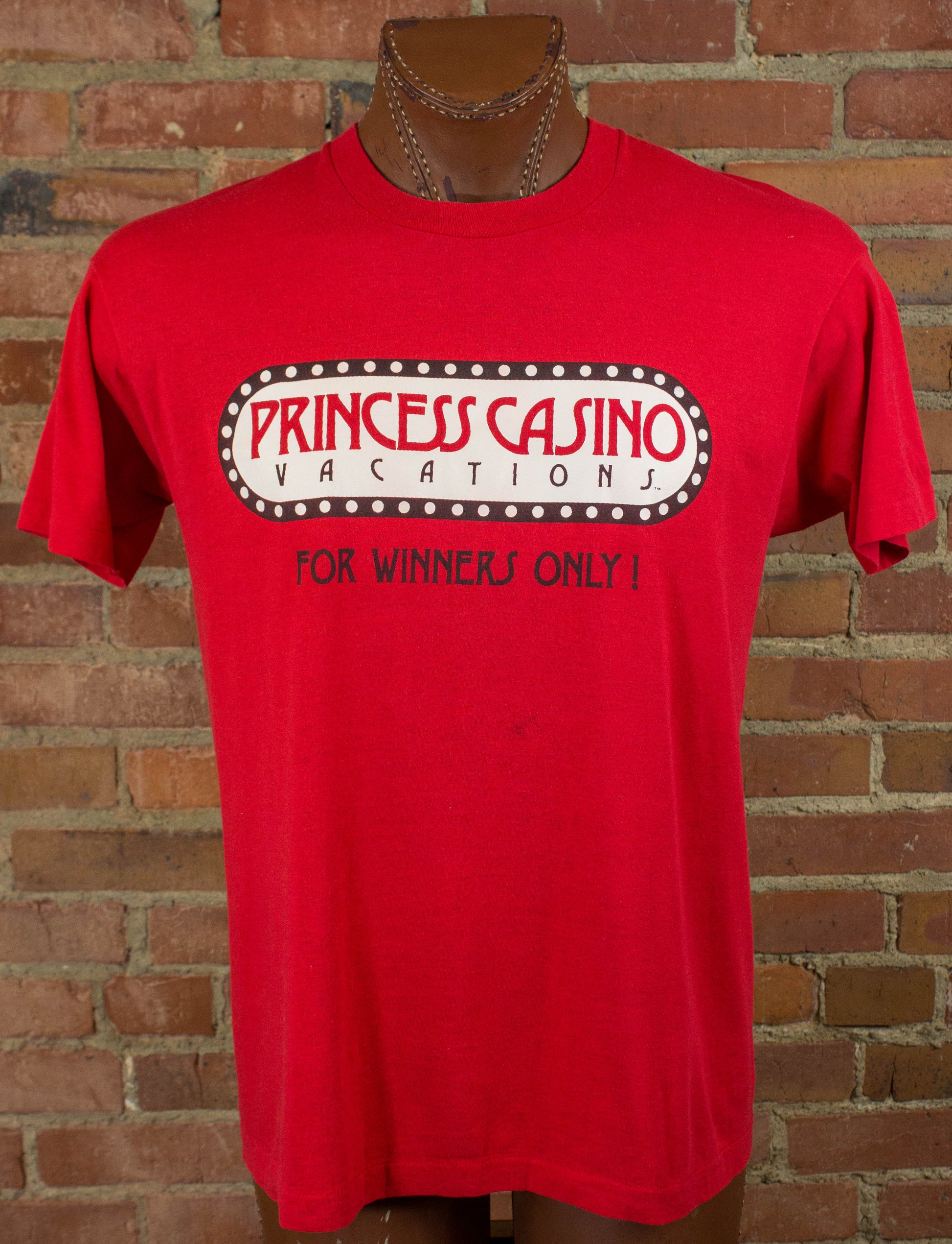 Vintage 80s Princess Casino Vacations For Winners Only Red Graphic T Shirt Unisex Large