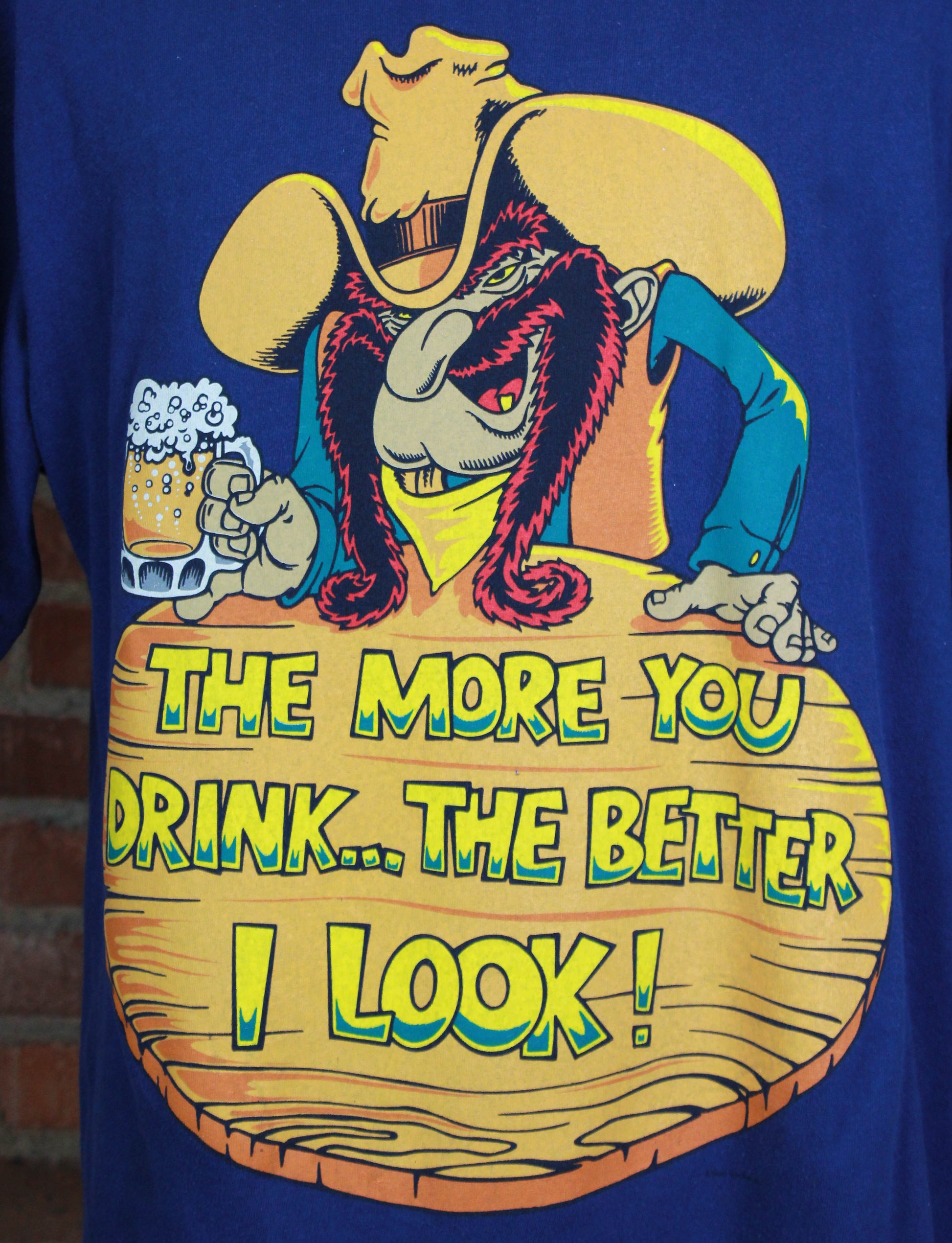 Vintage 90's The More You Drink, The Better I Look Graphic T Shirt Navy Blue Unisex Large/XL