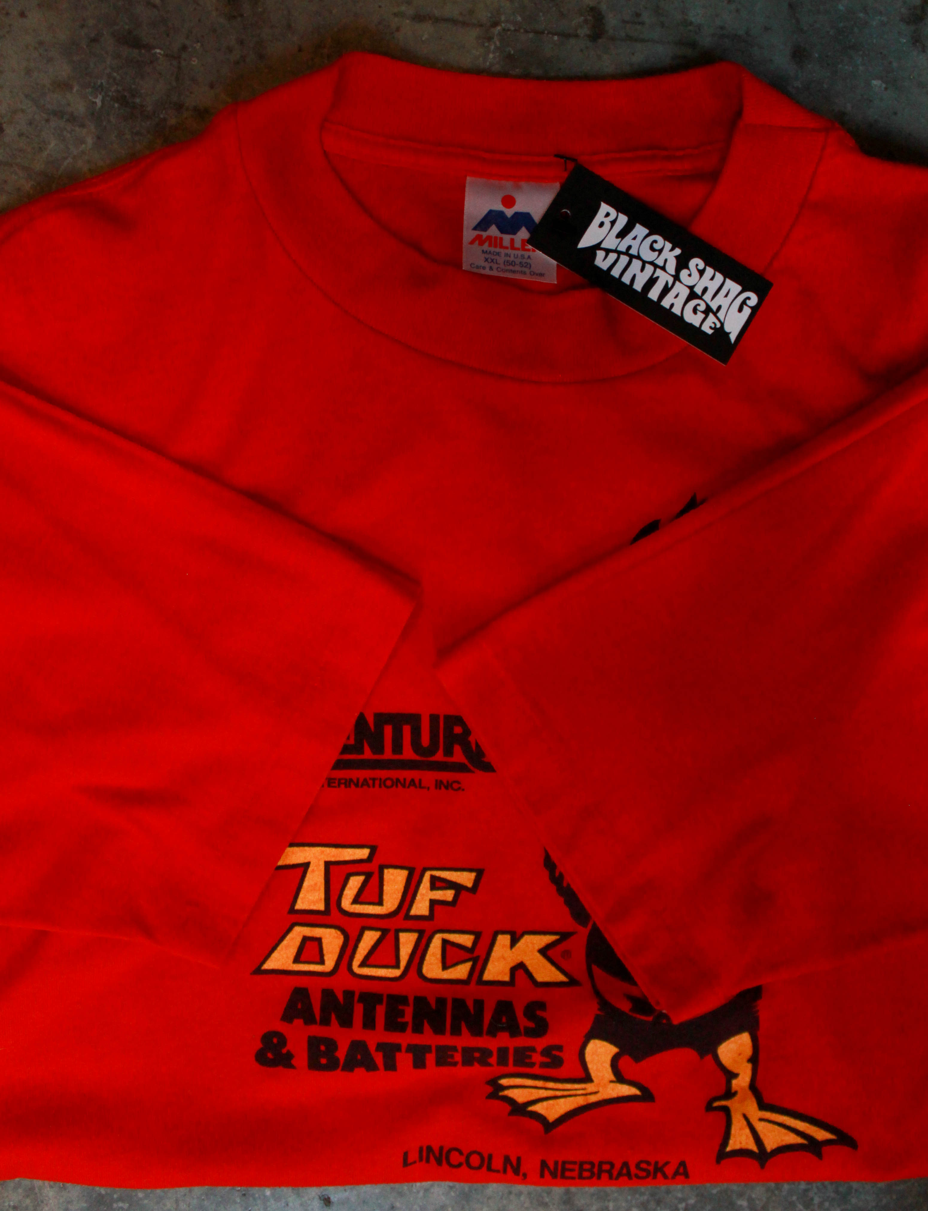 Vintage 90s Tuff Duck Graphic T Shirt Nebraska Red XL – Black Shag