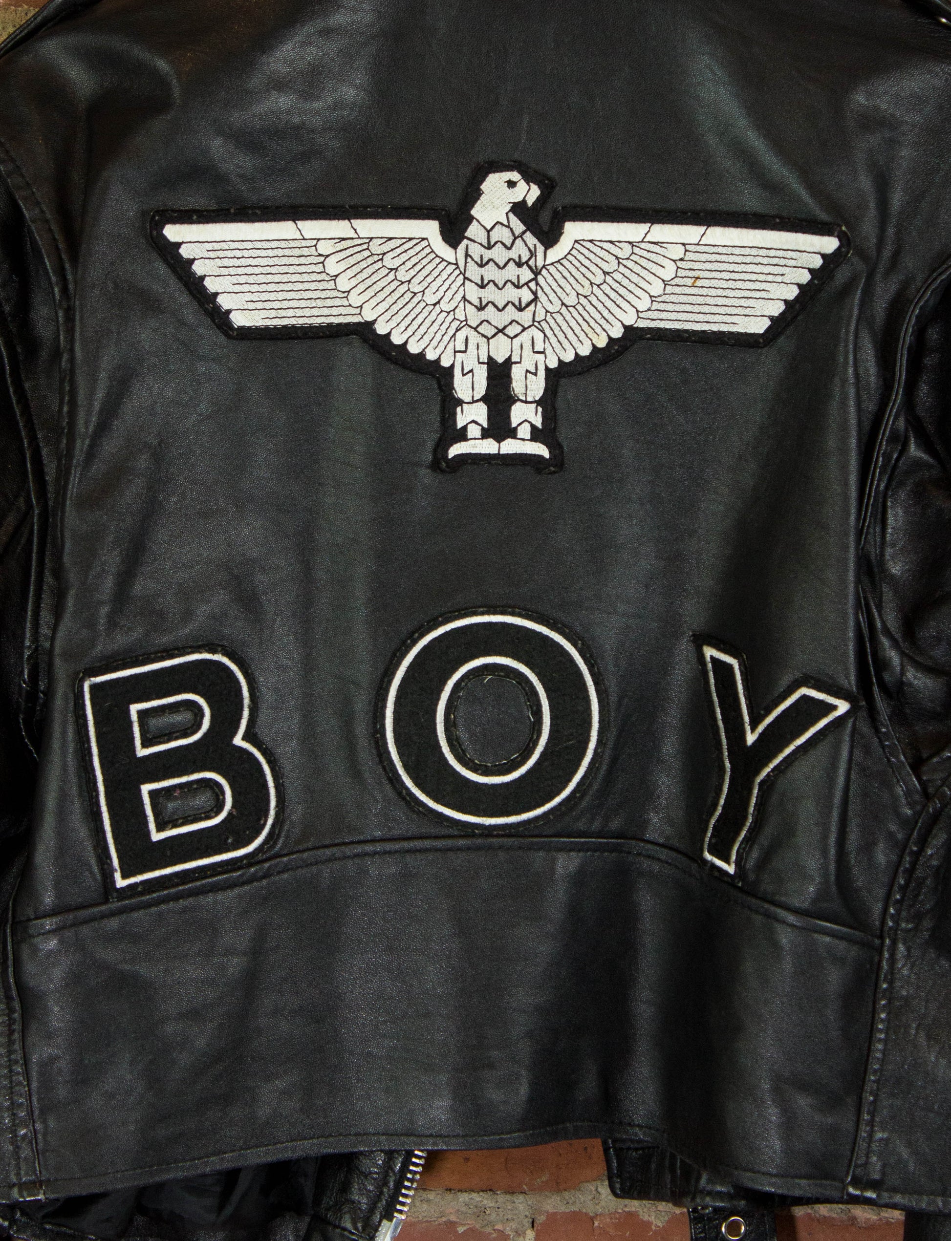Vintage 90s Boy London Cropped Leather Biker Jacket Unisex Medium-Large