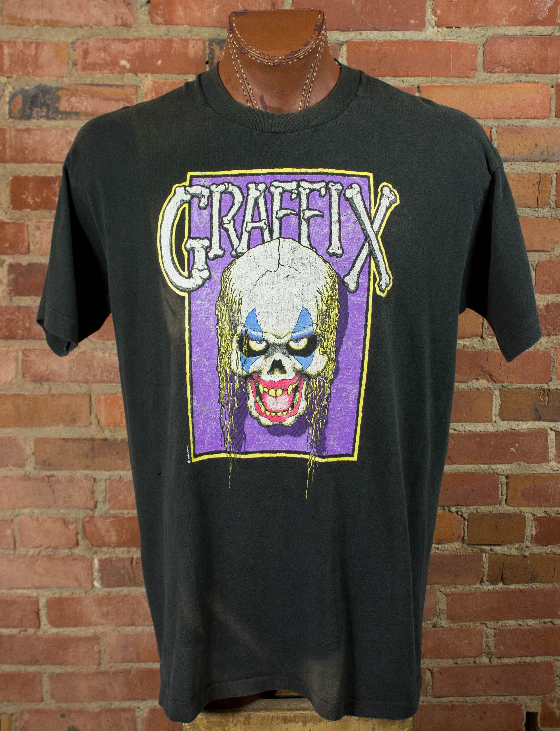 Vintage 90s Graffix Bong Company Jester Clown Black Graphic T Shirt Unisex XL