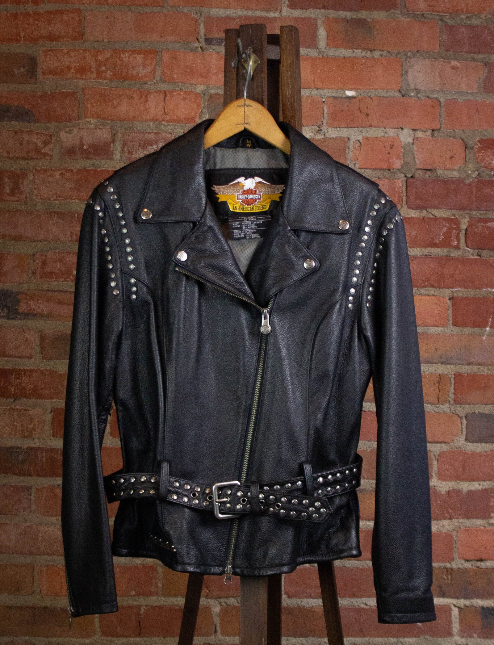 Black Leather Studded Bomber Jacket - Maker of Jacket