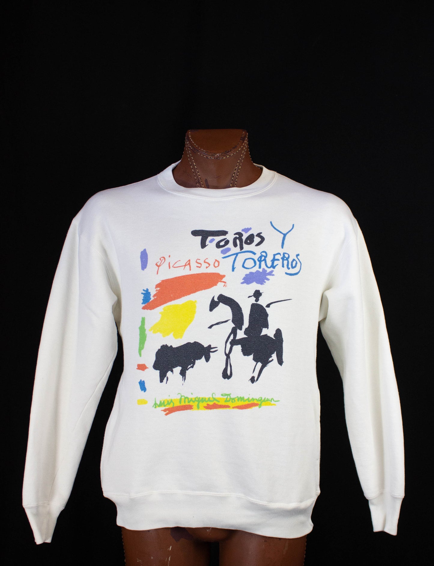 Vintage 90s Pablo Picasso Toros Toreros Graphic Crewneck Sweatshirt With Pockets Medium