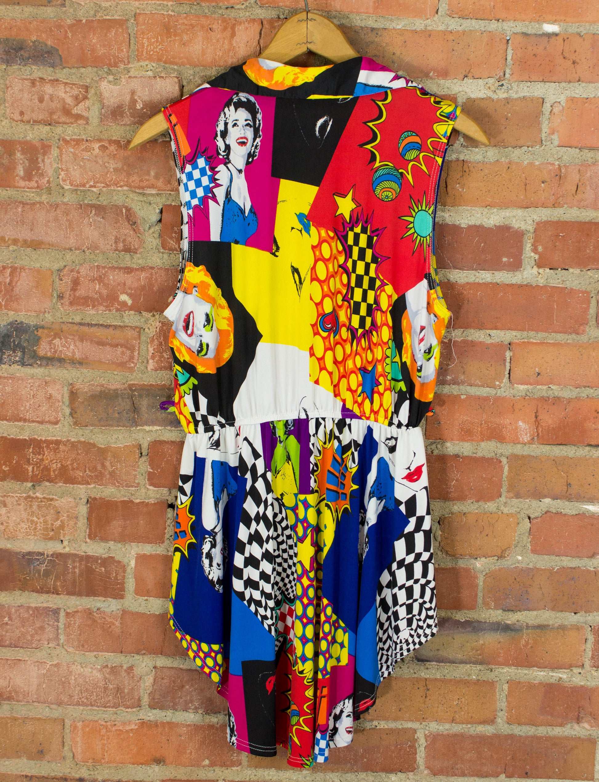 Vintage 90s Pop Art Multicolor Collared Dress Size Small-Medium
